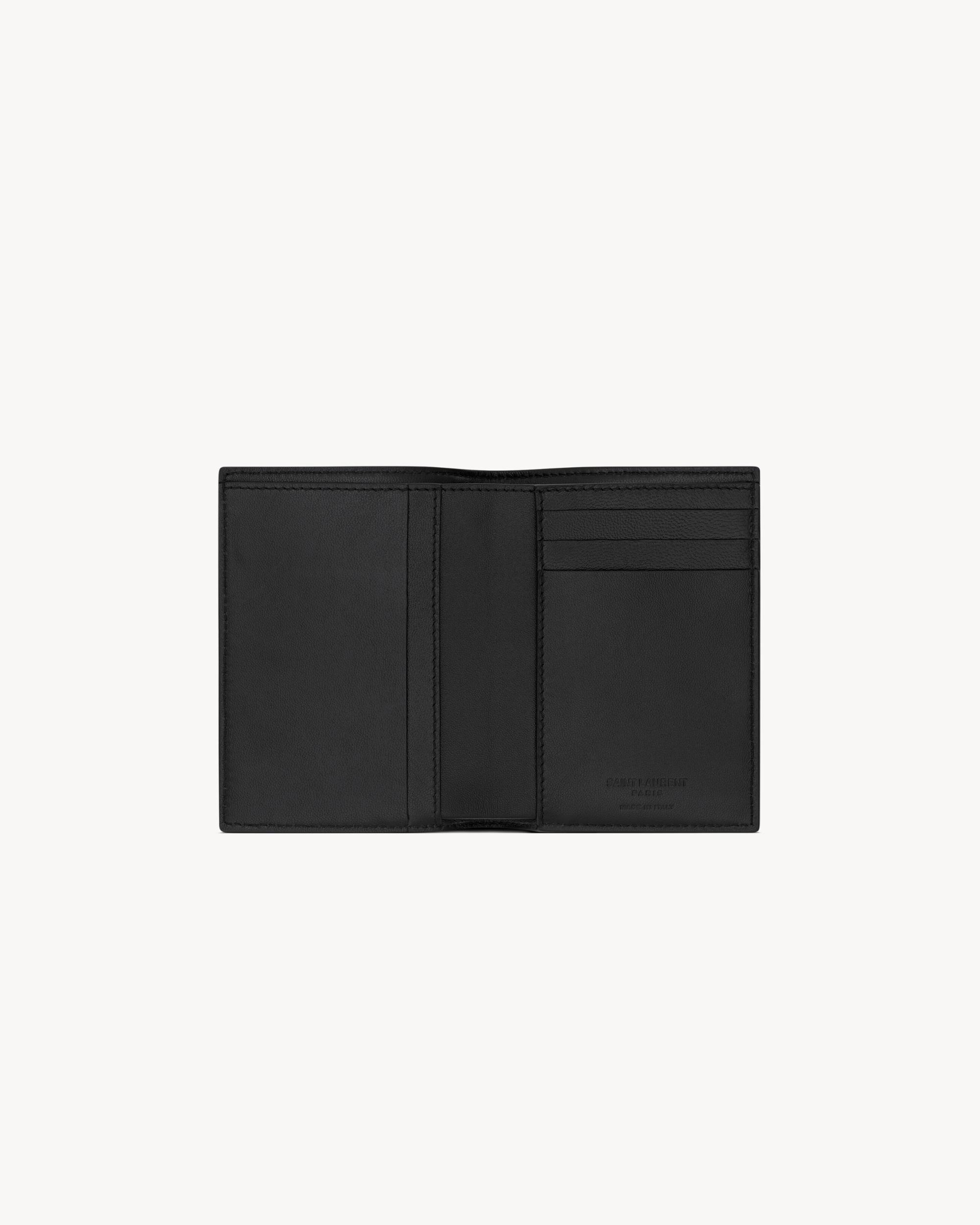 Saint Laurent Paris credit card wallet in coated bark leather Product Image