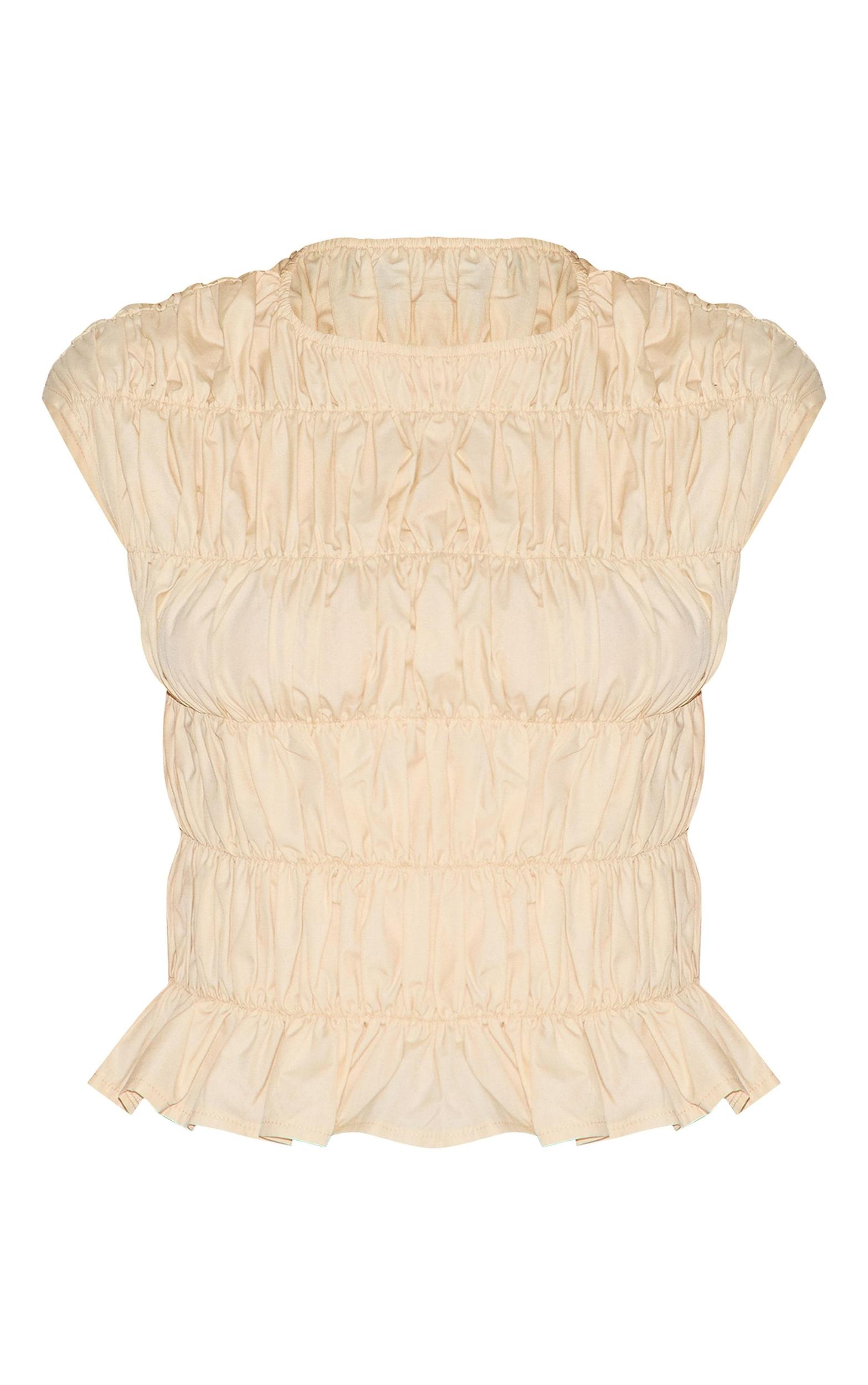 Almond Shirred Boatneck Fitted Top Product Image