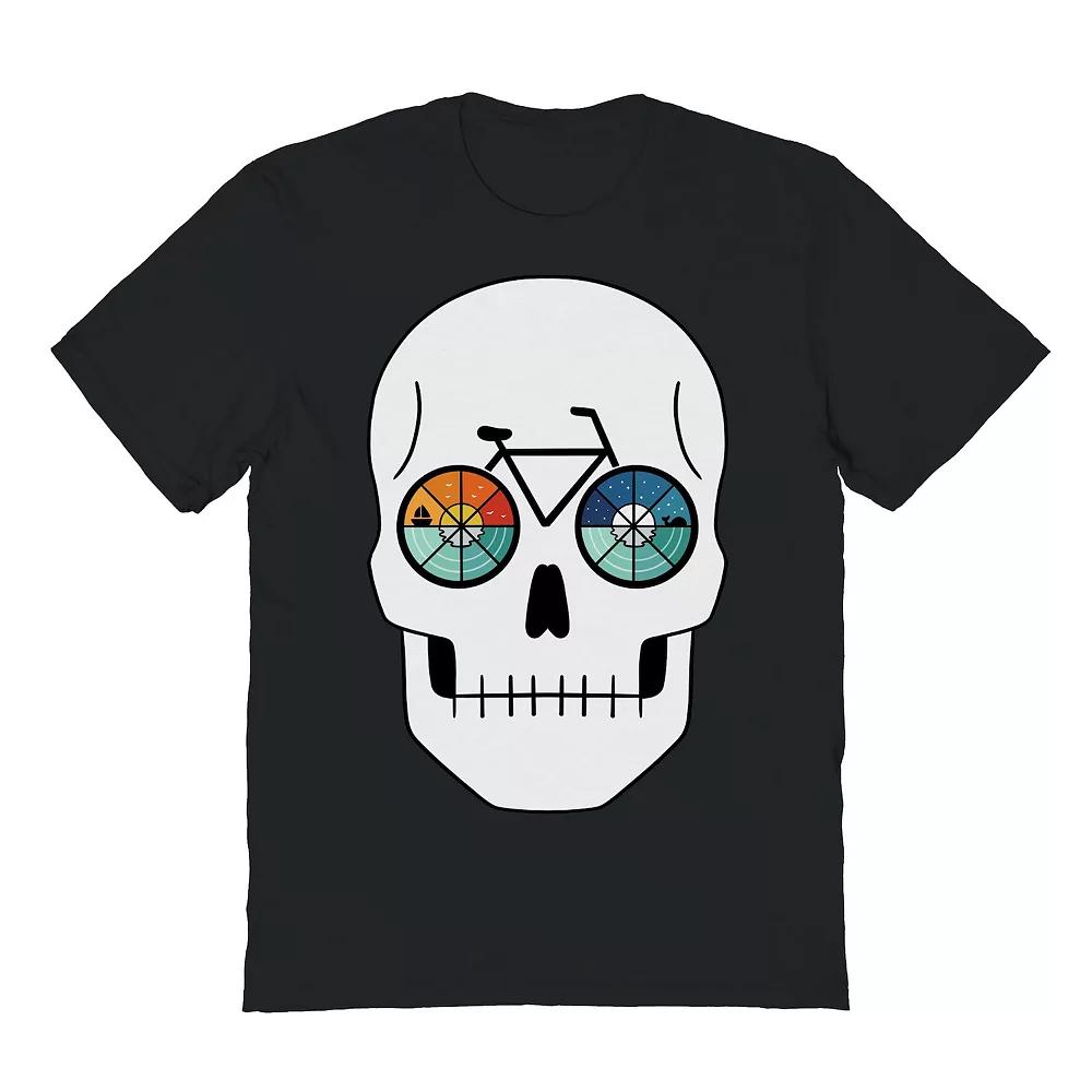 Men's Skull and Bicycle Halloween Graphic Tee, Size: Small, Black Product Image