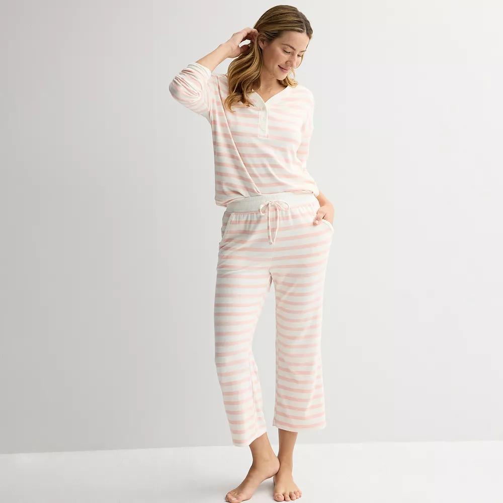 Women's Sonoma Goods For Life® Knit Open-Hem Pajama Pants, Size: XL, Ivory Pink Stripe Product Image