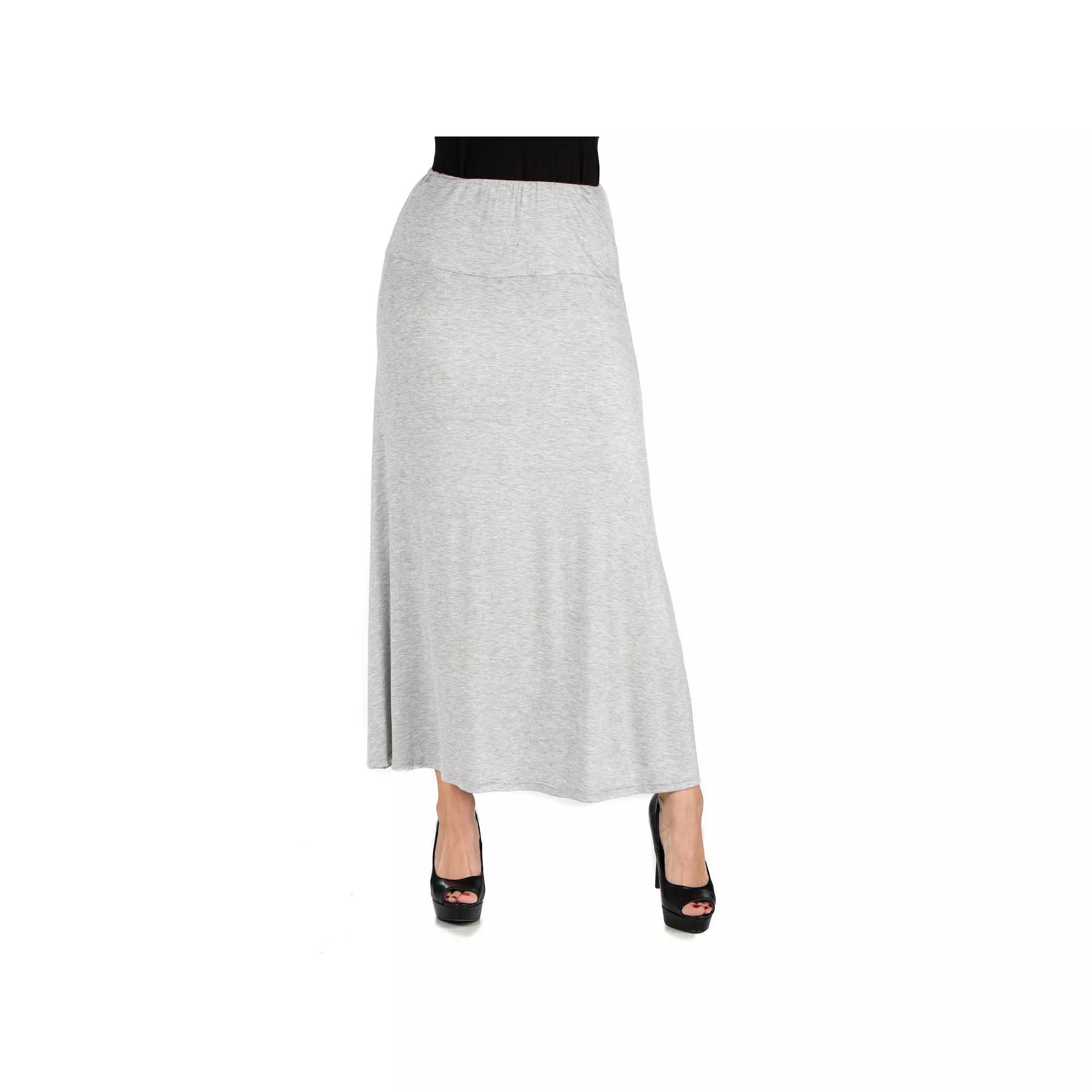 Women's 24seven Comfort Apparel Elastic Waist Midi Skirt,  Product Image