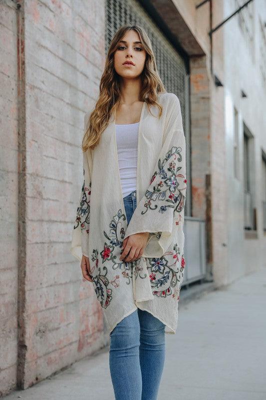 Long Floral Kimono Cardigan Product Image