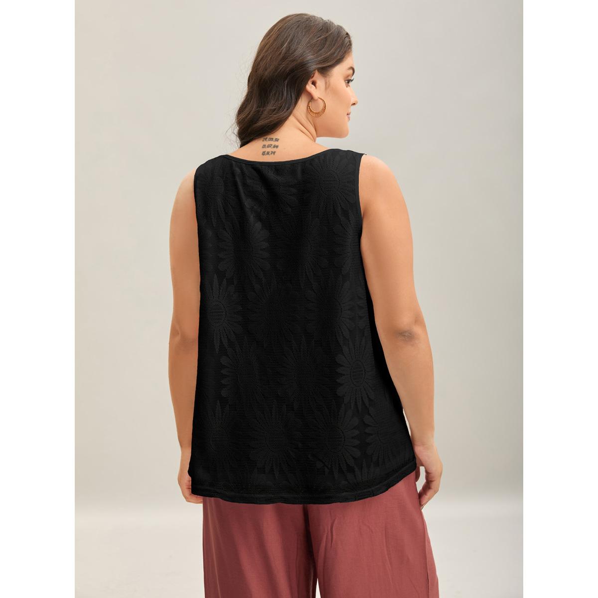 Plus Size Lace Lined Flowy Tank Top Women Burgundy Resort Non Round Neck Vacation Tank Tops Camis BloomChic 18-20/2X Product Image