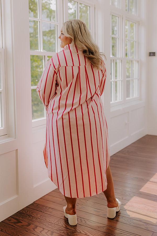 Coastline Chic Stripe Midi Dress Curves Product Image