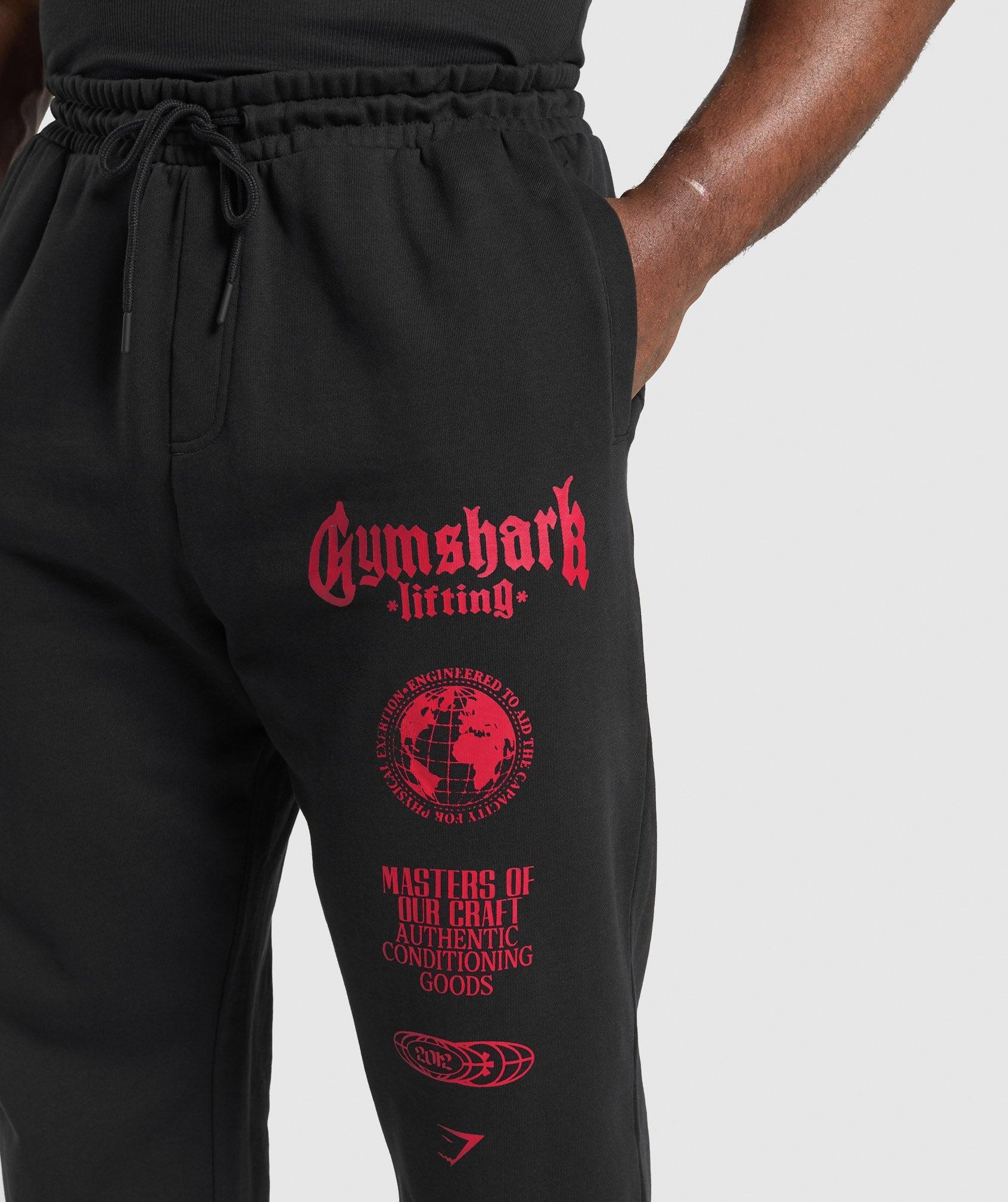 Gymshark Global Lifting Oversized Essential Joggers - Black/Conditioning Red Male Product Image