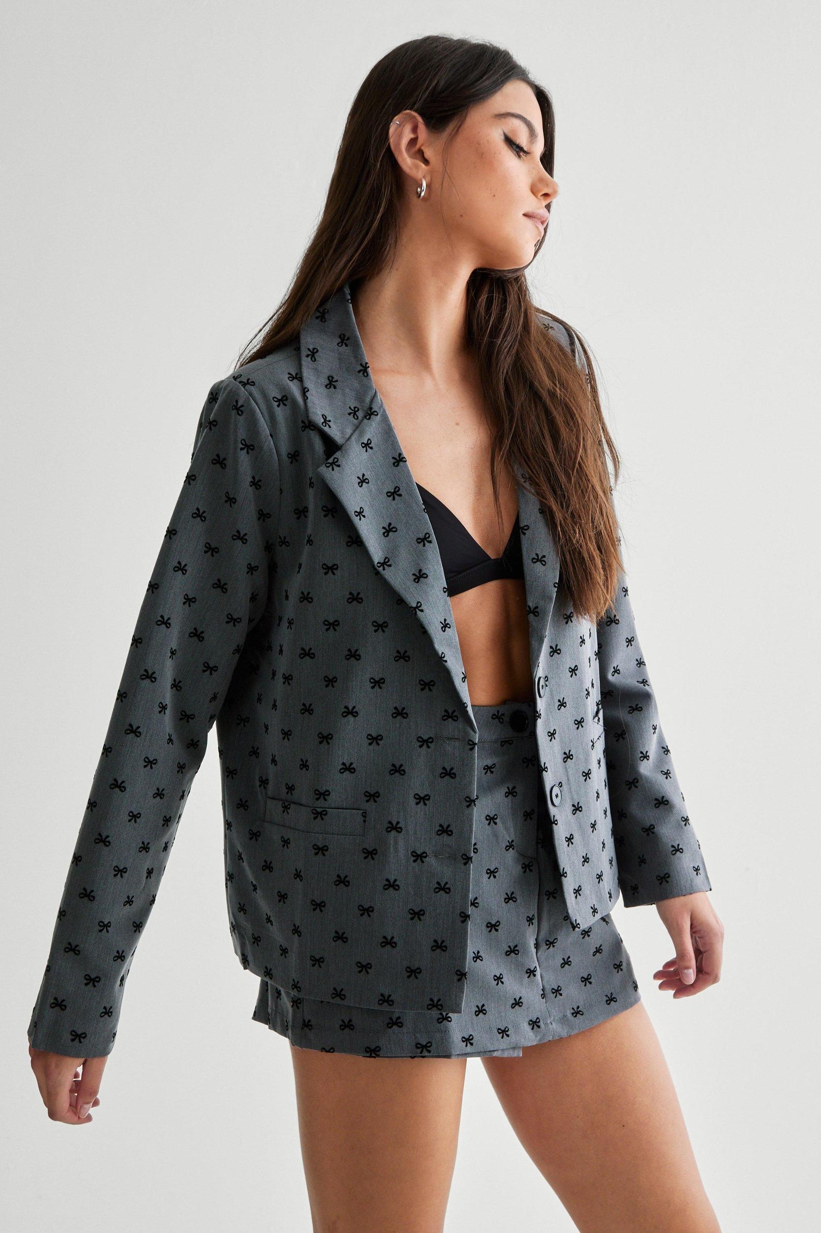 Bow Print Blazer Product Image