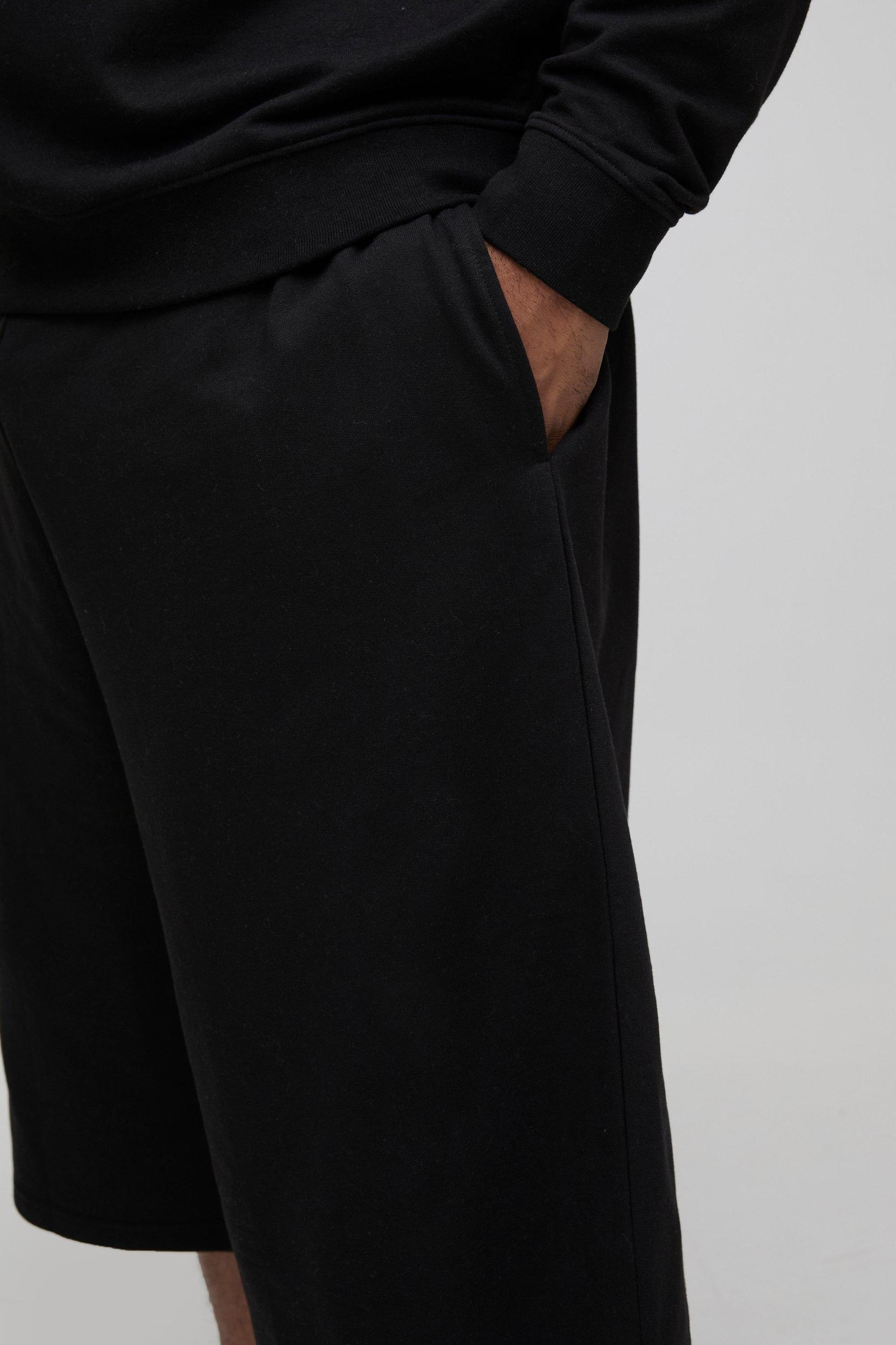 Plus 260GSM Loopback Basic Regular Fit Jersey Longline Shorts | boohooMAN USA Product Image