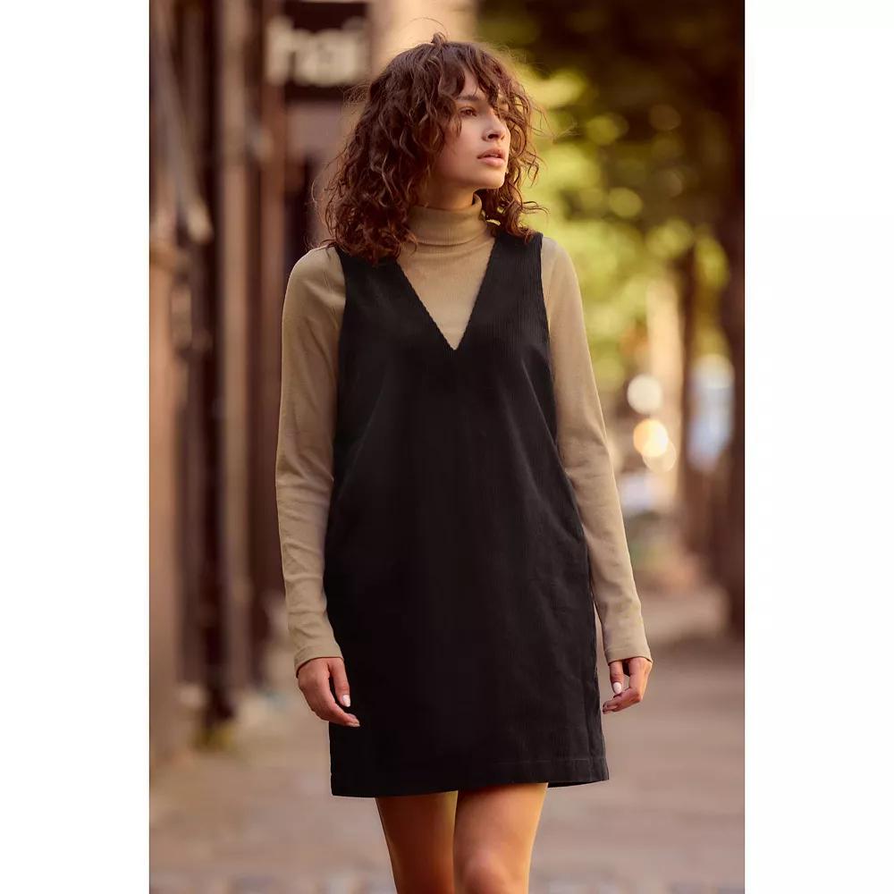 Women's NEXT Black Corduroy Pinafore Short Sleeve Mini Dress, Size: 6 REG, Blue Product Image