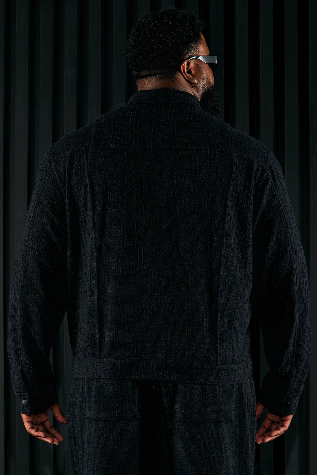 Jordan Textured Trucker Jacket - Black Product Image