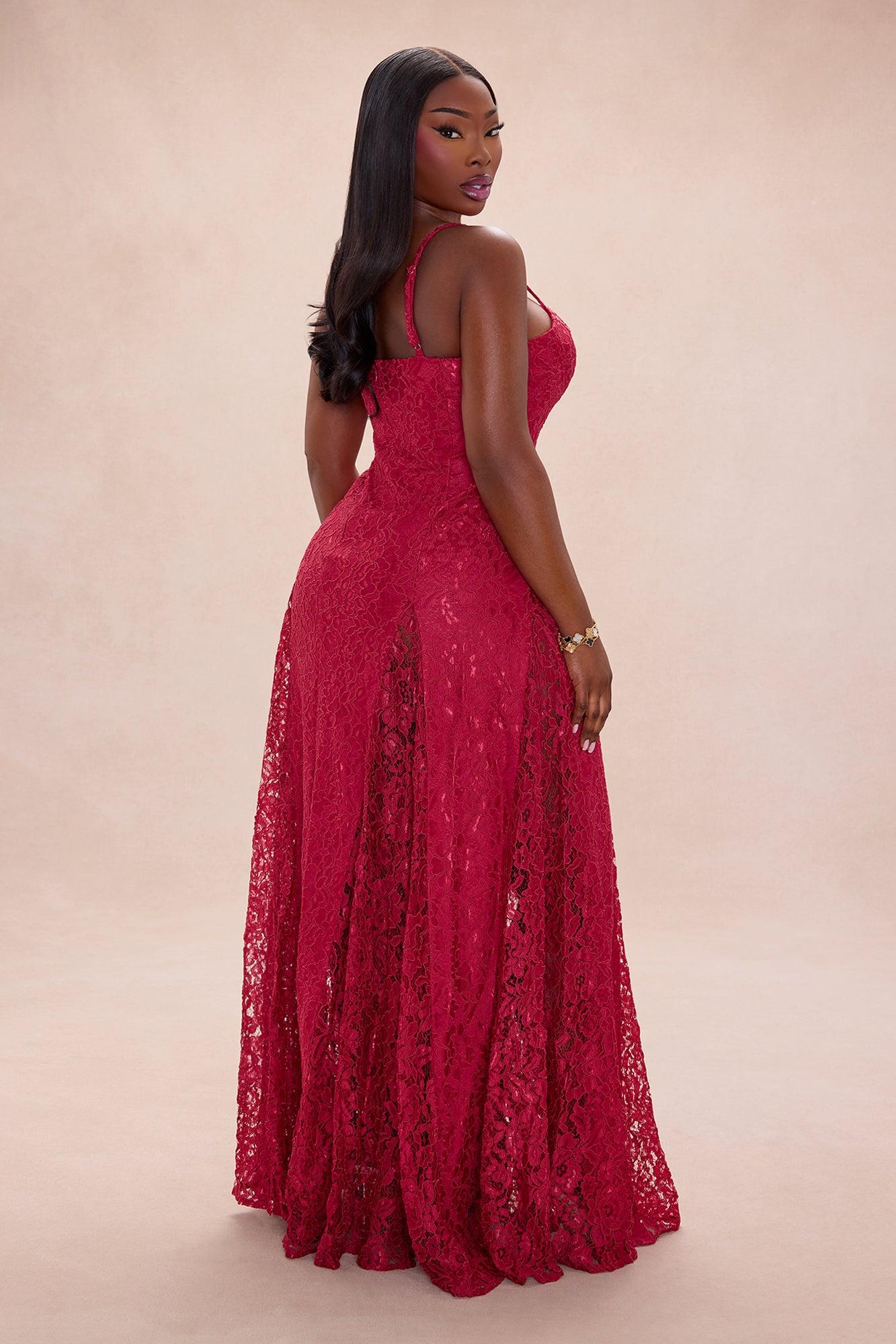 Reina Lace Gown - Wine Female Product Image
