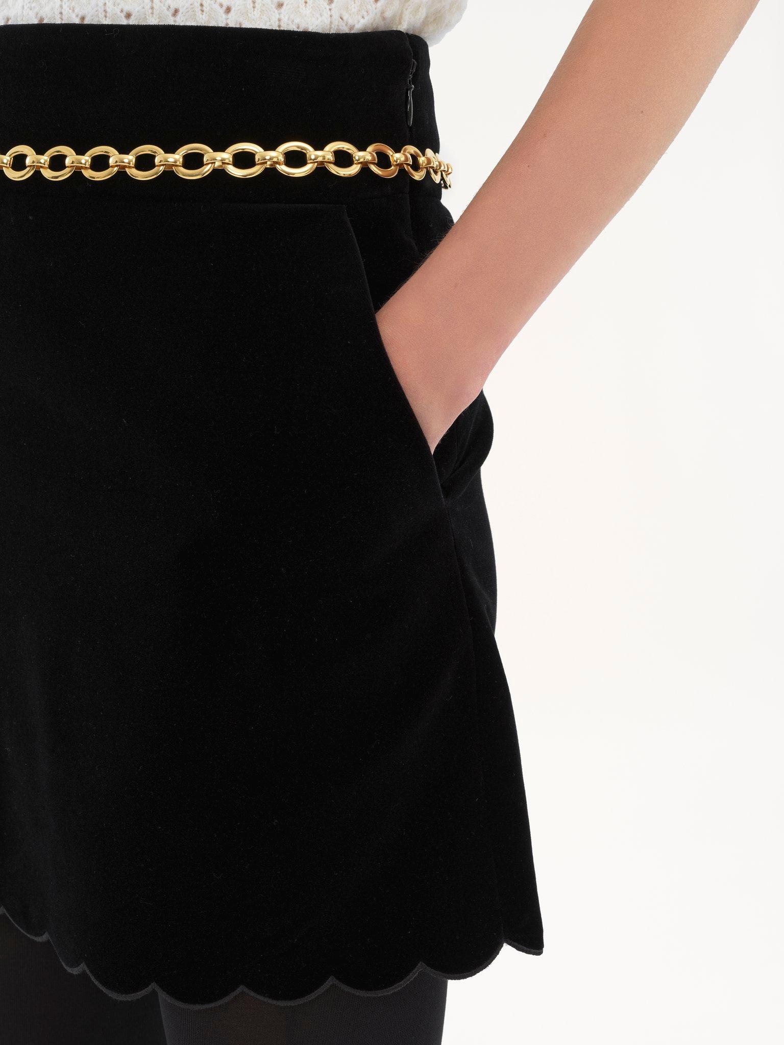 Scalloped mini skirt in velvet Product Image