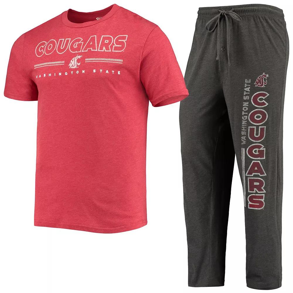 Men's Concepts Sport Heathered Charcoal/Crimson Washington State Cougars Meter T-Shirt & Pants Sleep Set, Size: Medium, Wsc Charco Product Image