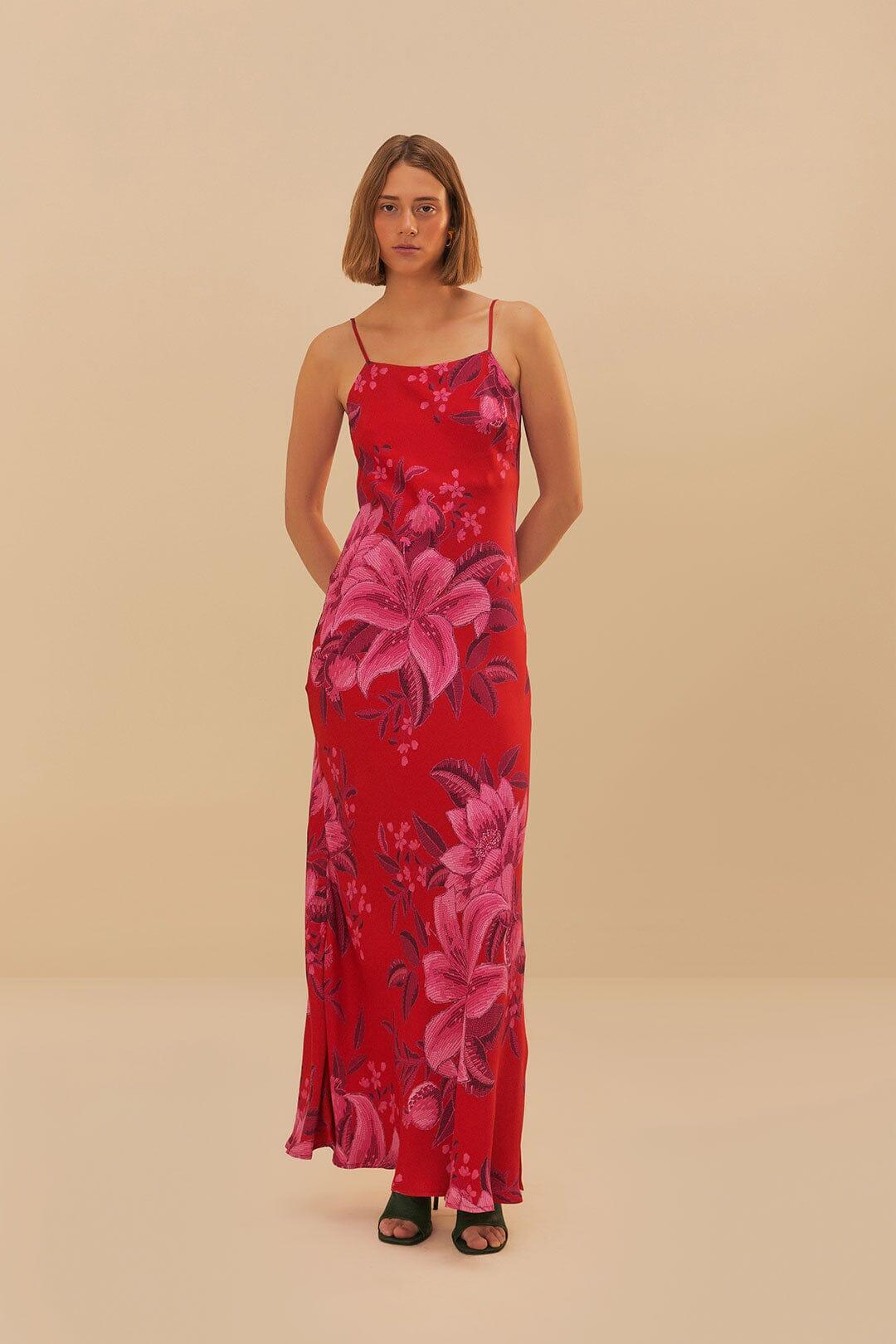 Red Summer Fruit Lenzing™ Ecovero™ Viscose Maxi Dress Product Image