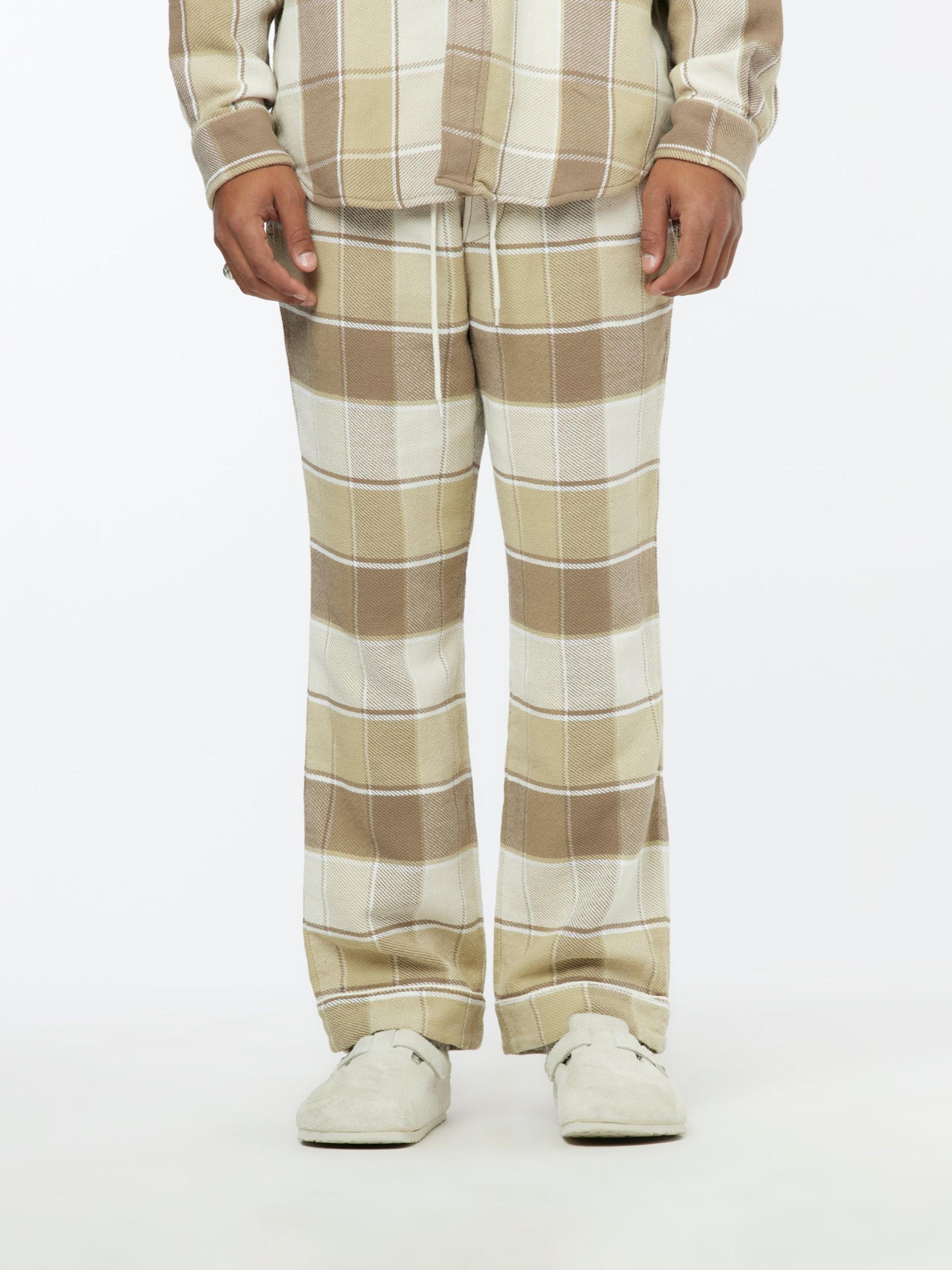 Checkered Pajama Pants (Beige) Product Image