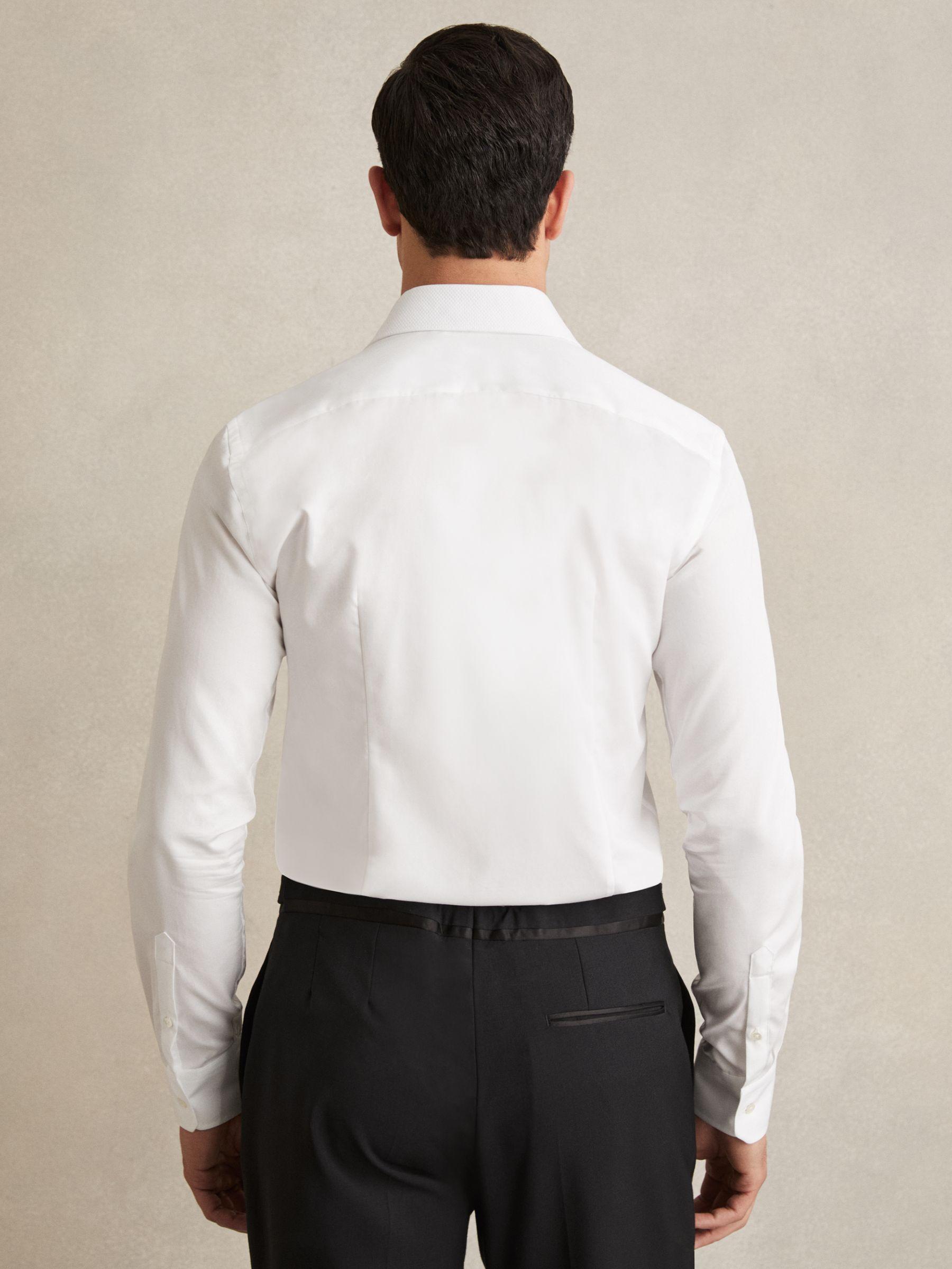 Slim Fit Cotton Double Cuff Dinner Shirt in White Product Image