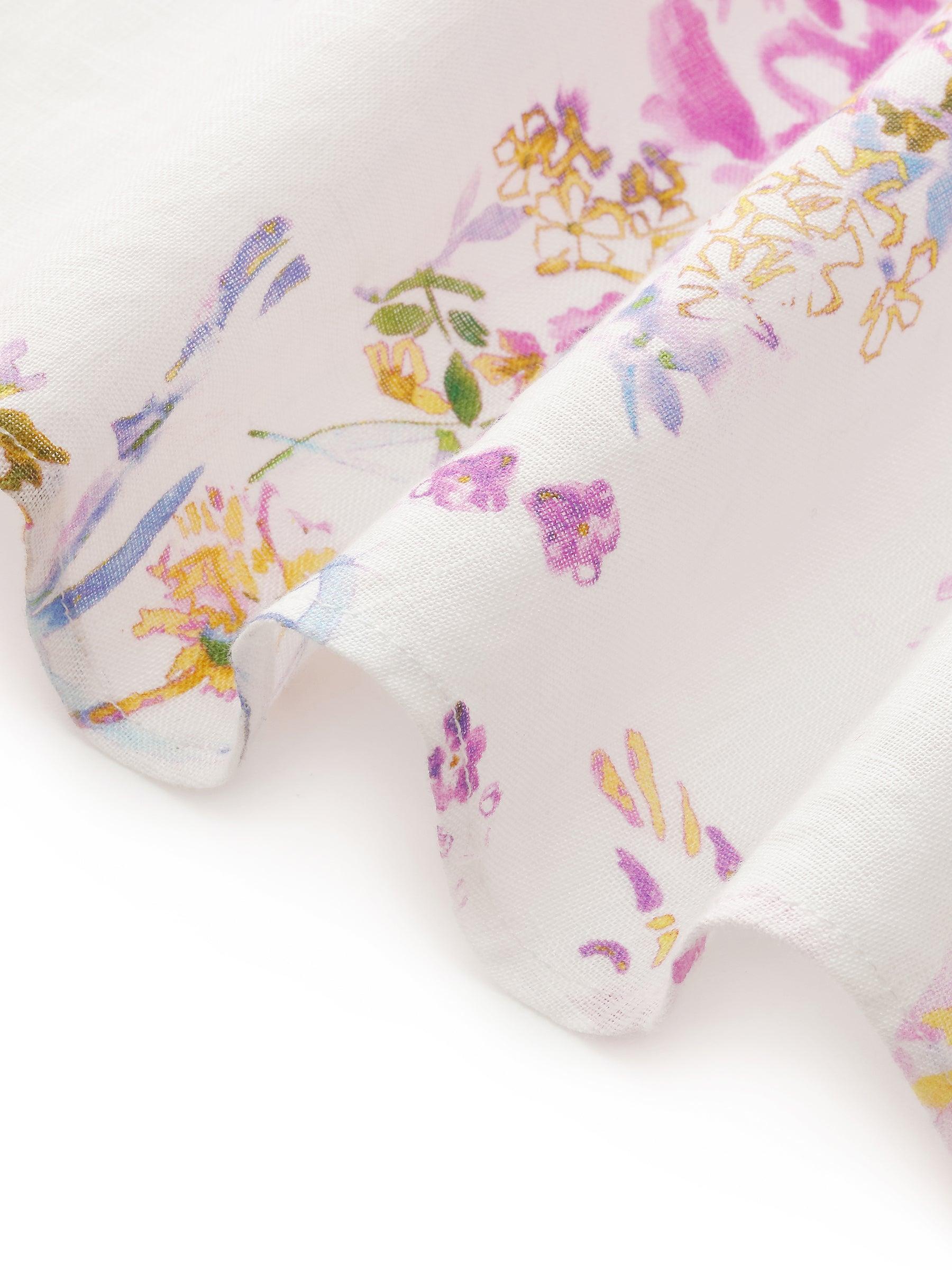 100% Linen Rose Print Women Halterneck Slip Maxi Dress Product Image