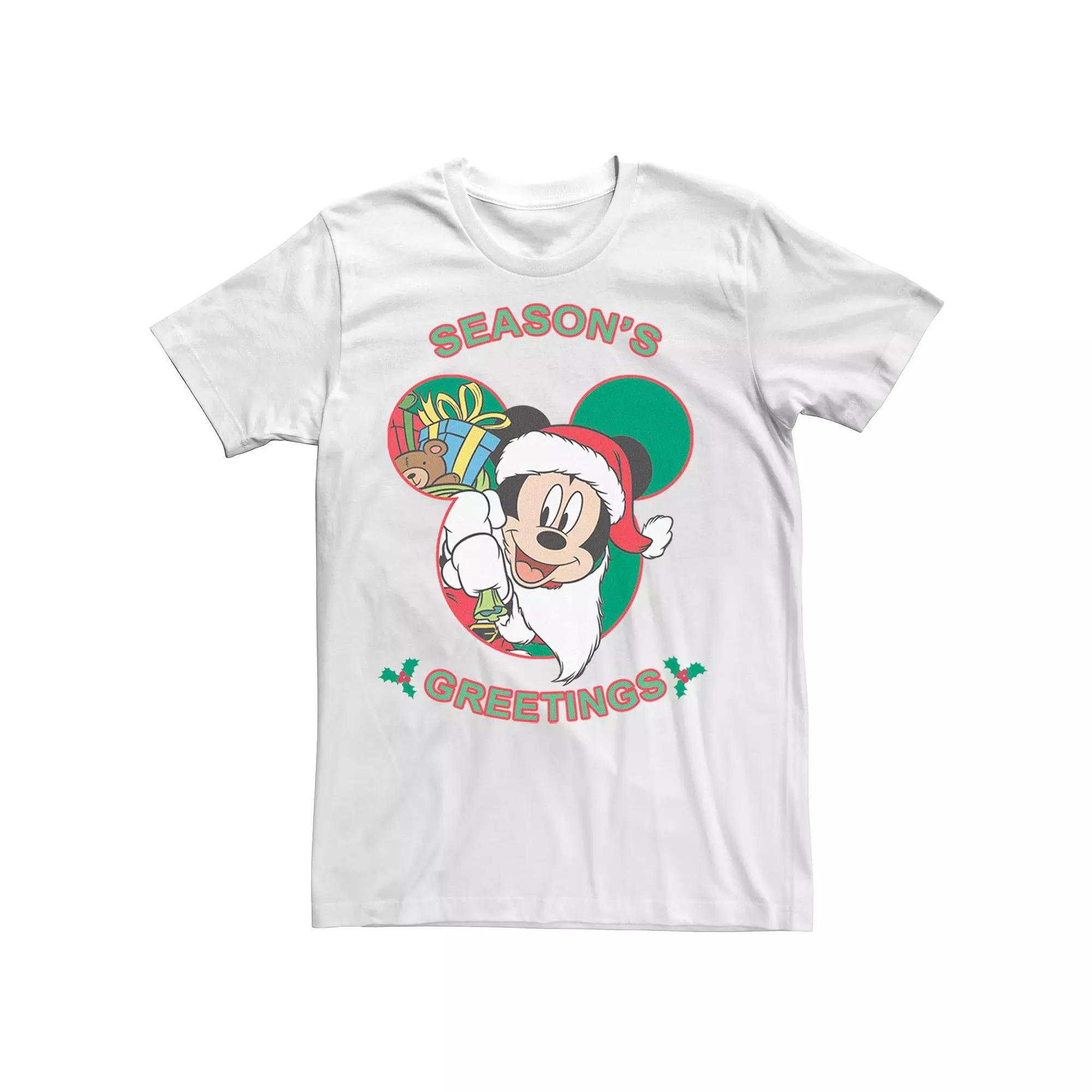 Disney's Mickey Mouse Season's Greetings Christmas Men's Tee, Size: Medium, White Product Image