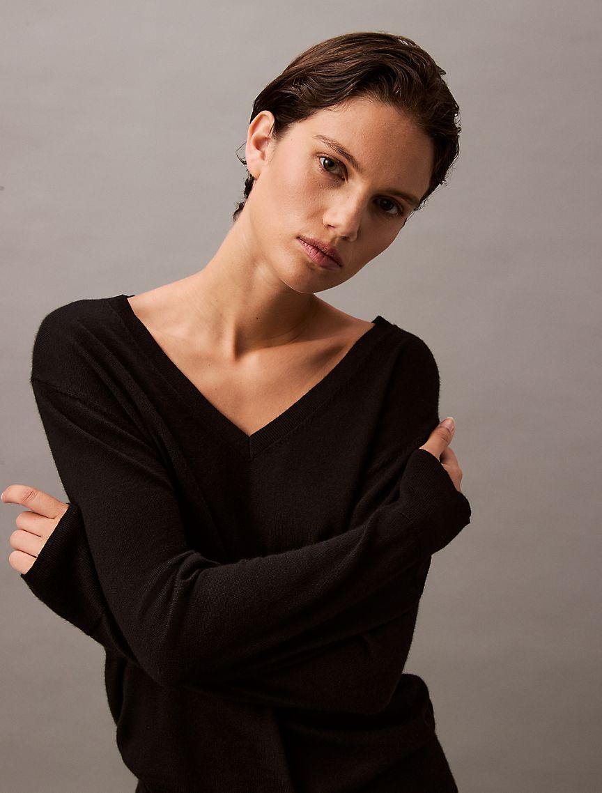 Extra Fine Merino Blend V-Neck Sweater Product Image