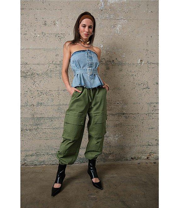 Signature 8 Strapless Belted Denim Top Product Image