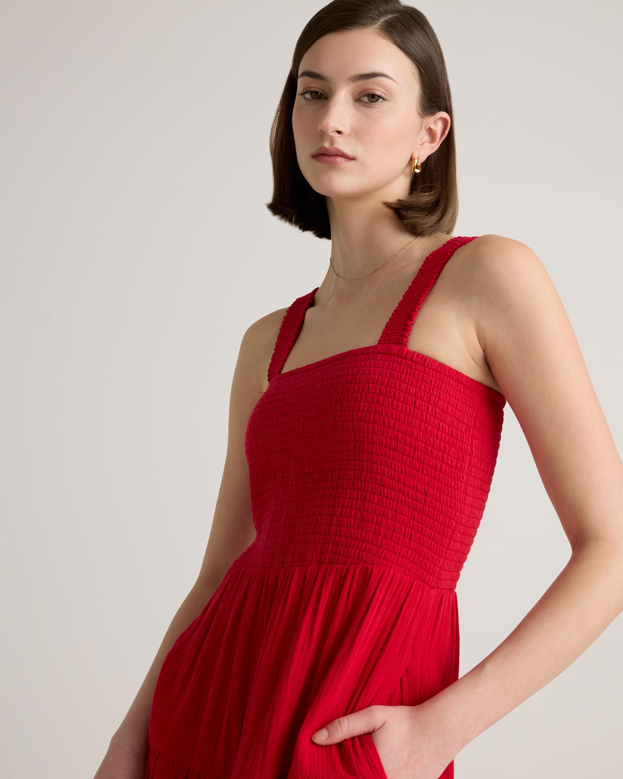 Quince | Women's Gauze Smocked Sleeveless Maxi Dress Organic Cotton Product Image