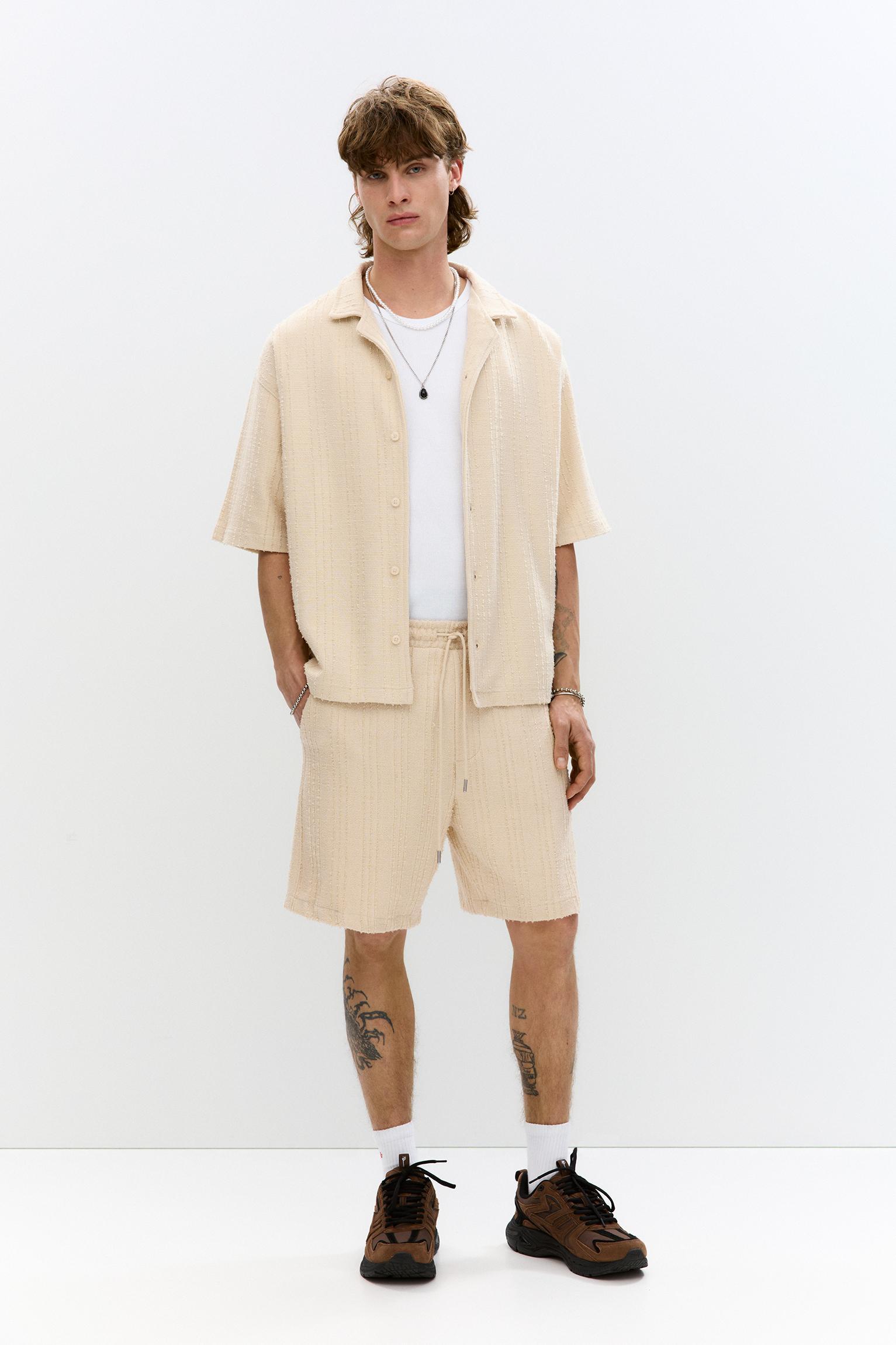 Waffle-knit Bermuda sweatpant shorts Product Image