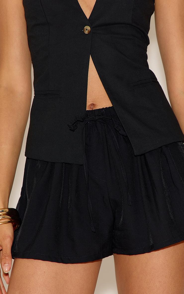 Black Textured Drawstring Shorts Product Image