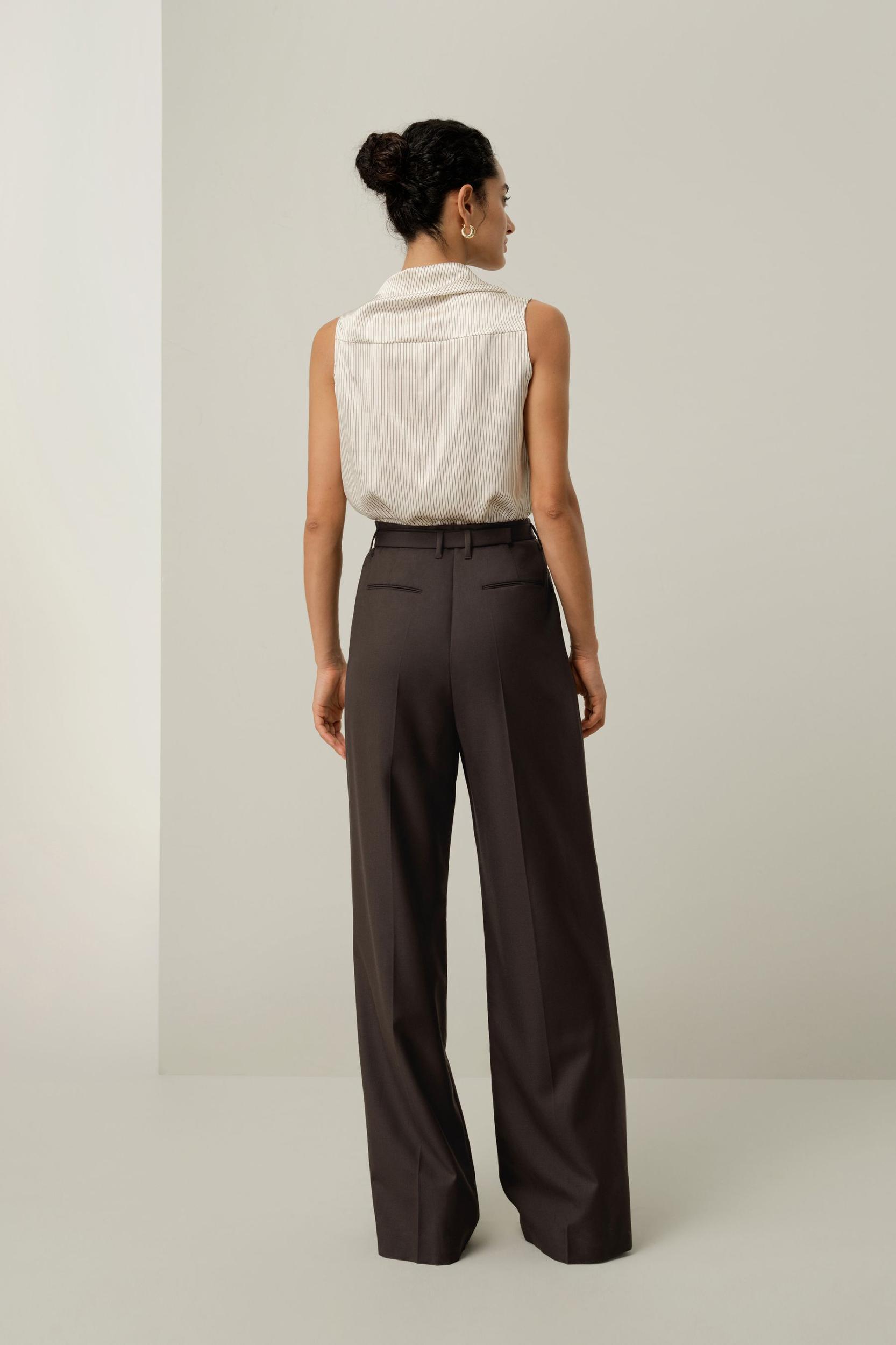 Silk wool high-waisted wide-leg pant Product Image