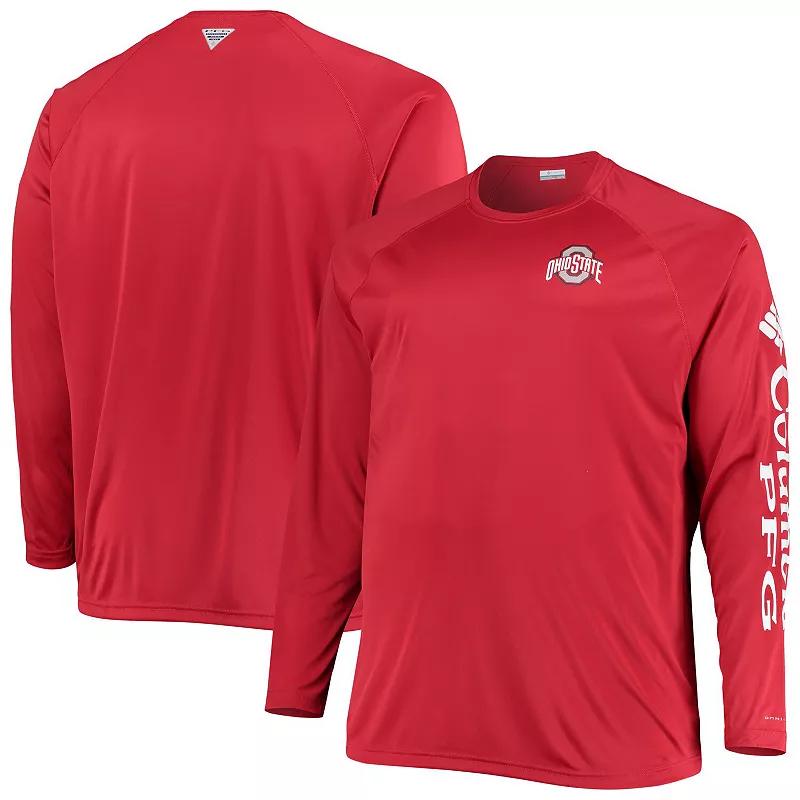 Men's Columbia Scarlet Ohio State Buckeyes Big & Tall Terminal Tackle Raglan Omni-Shade Long Sleeve T-Shirt,  Product Image