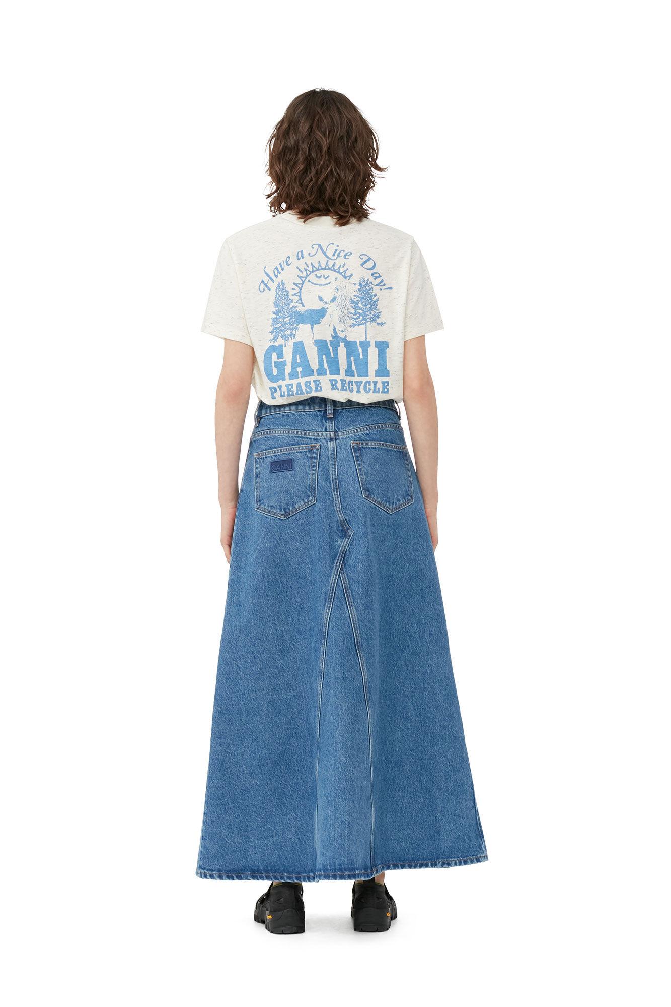 Overdyed Cutline Denim Maxi Skirt Product Image