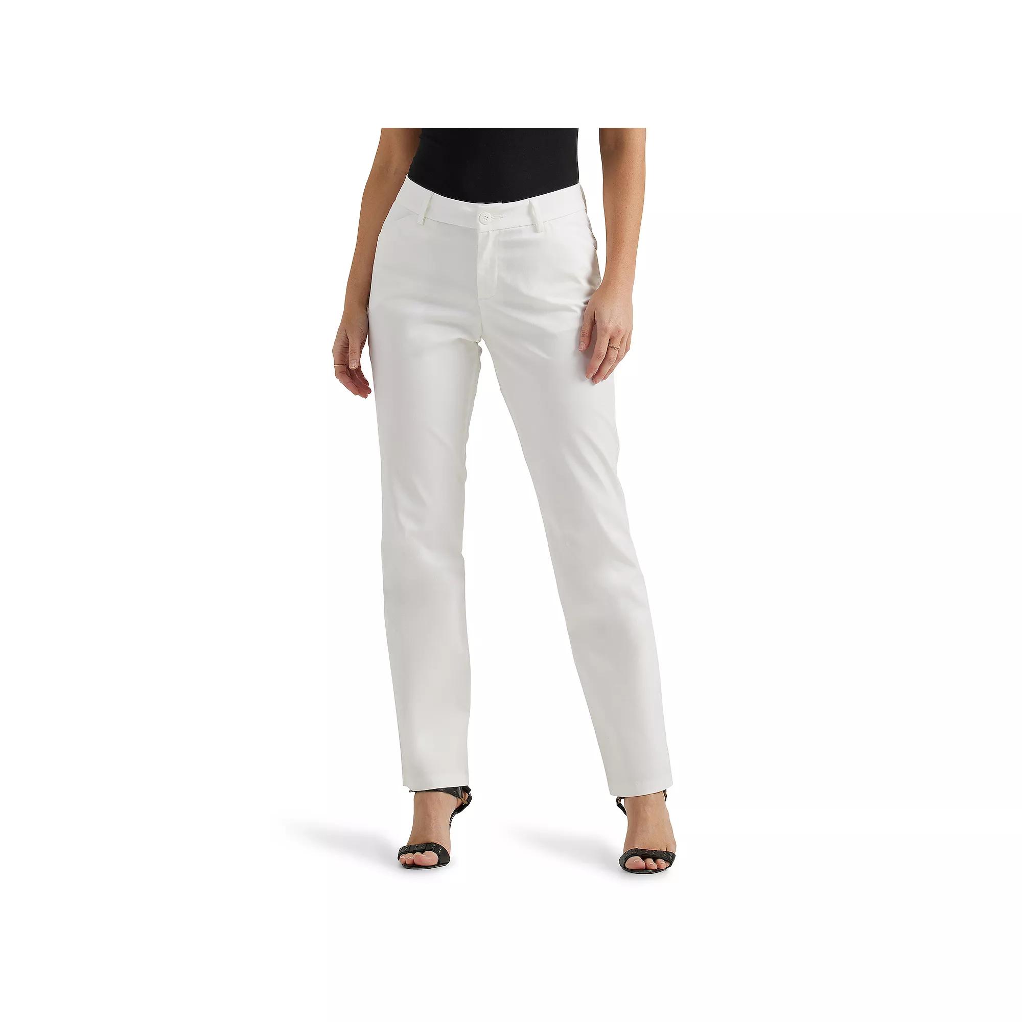 Women's Lee® Wrinkle-Free Relaxed Fit Straight-Leg Pants, Size: 12 T/Large, White Product Image