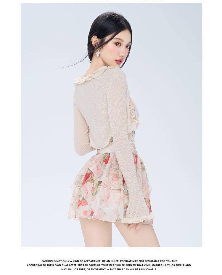 Spaghetti Strap Floral Print Swim Dress Product Image