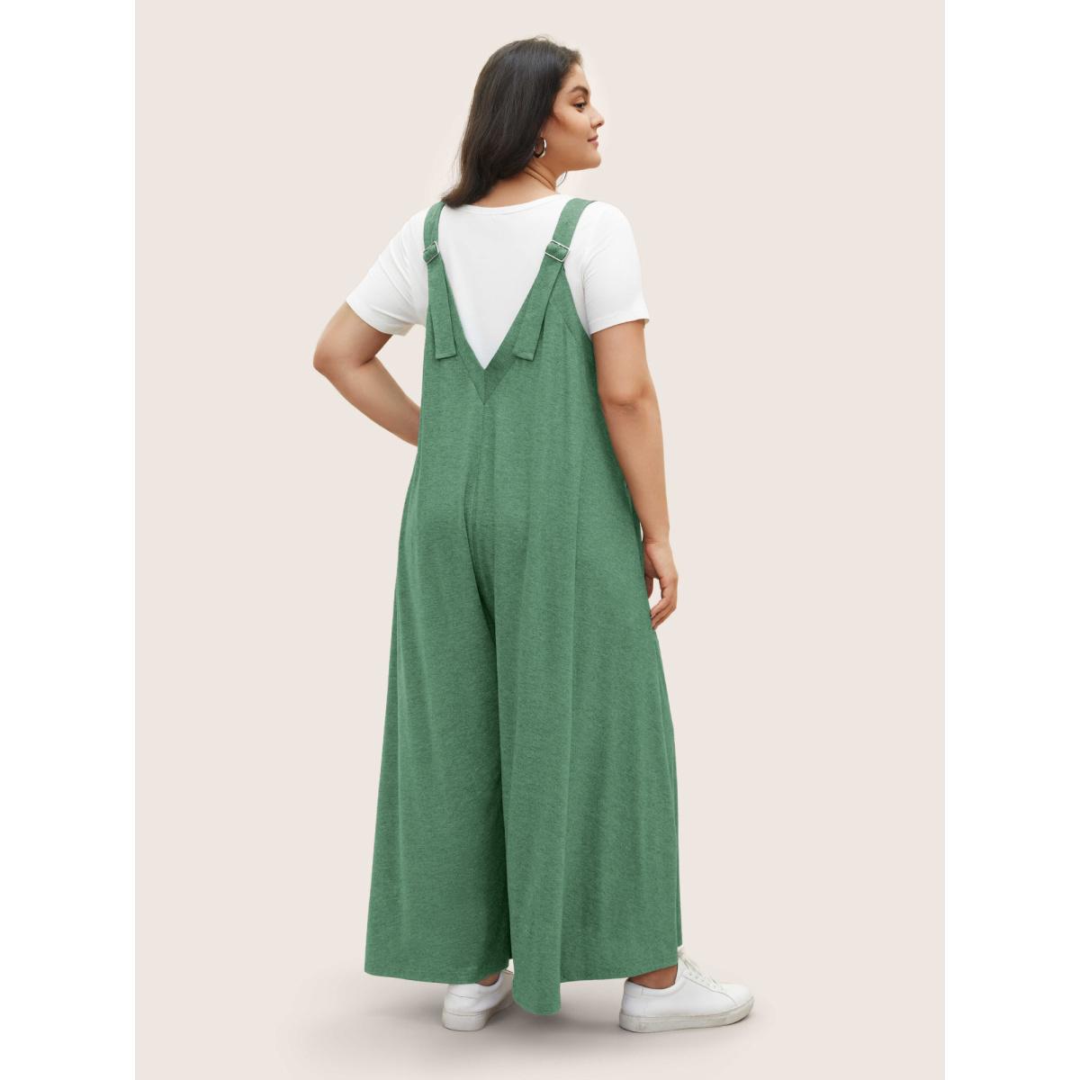 Plus Size Palemauve Supersoft Essentials Solid Pocket Adjustable Straps Jumpsuit Women Casual Sleeveless Non Everyday Loose Jumpsuits BloomChic 10/M Product Image