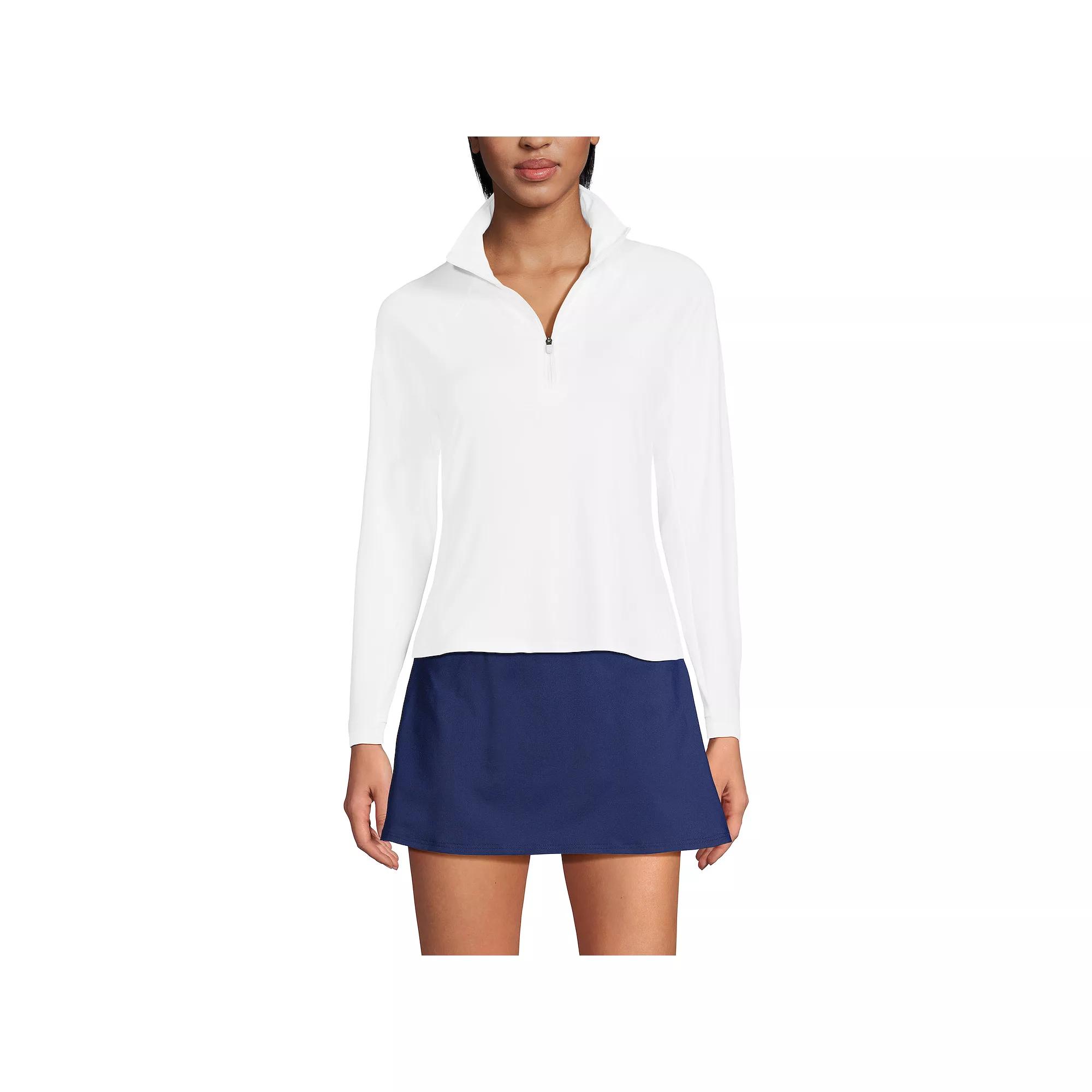 Women's Lands' End Long Sleeve Quarter Zip Swim Top, Size: XS, Icy Mint Green Product Image