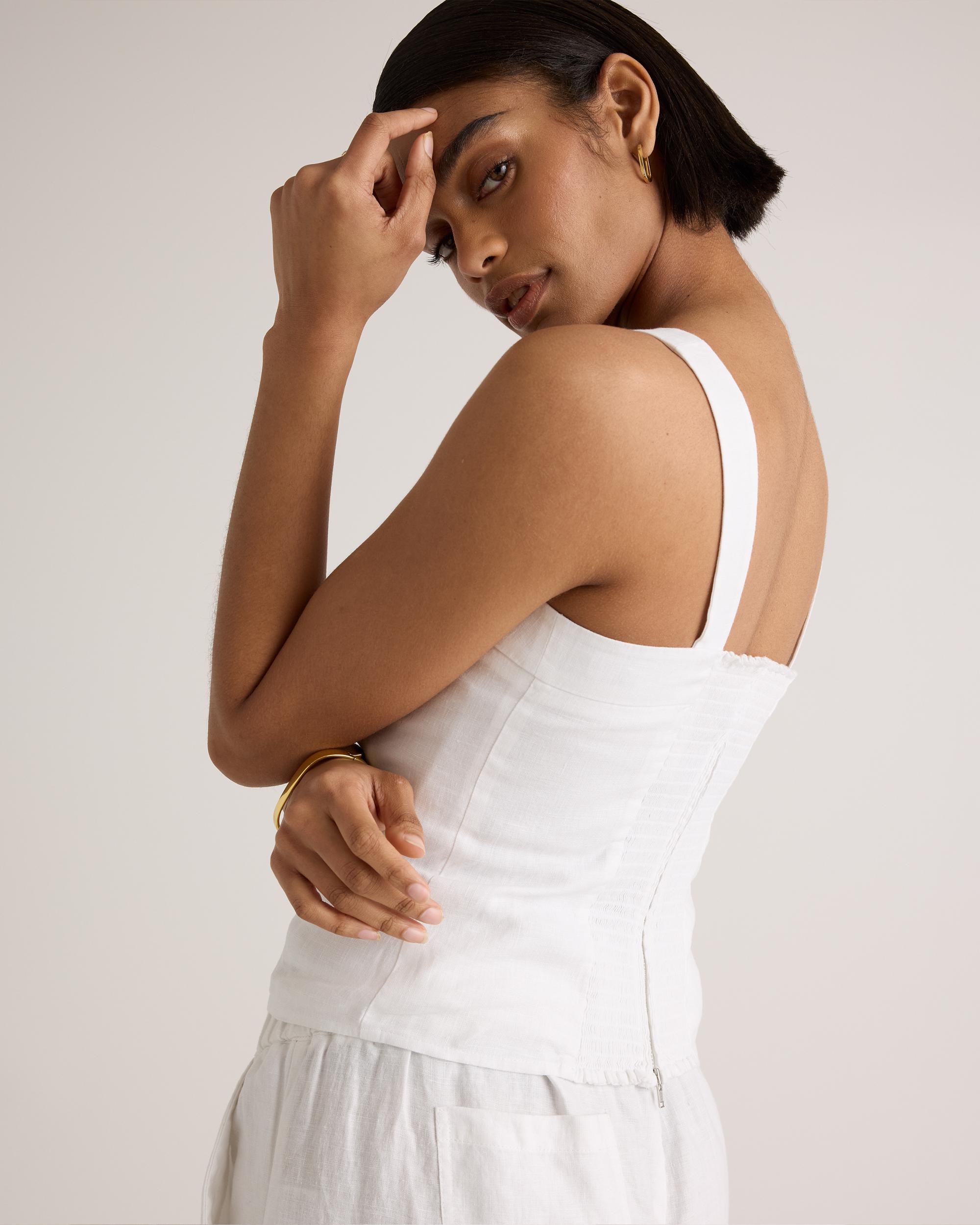 Quince | Women's 100% European Linen Fitted Tank Top Product Image