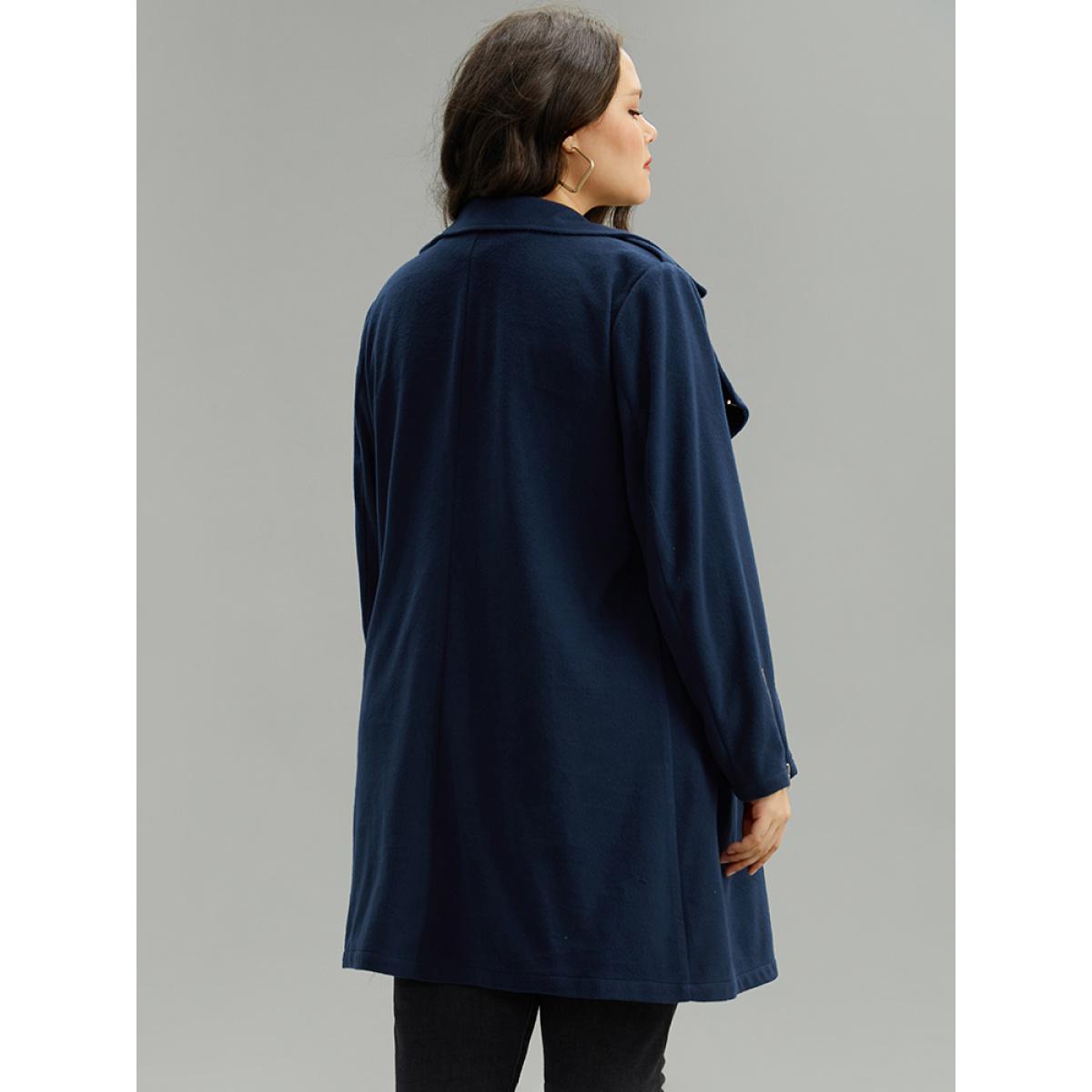 Plus Size Double Breasted Pocket Zipper Coat Women Indigo Casual Zipper Ladies Dailywear Winter Coats BloomChic 22-24/3X Product Image