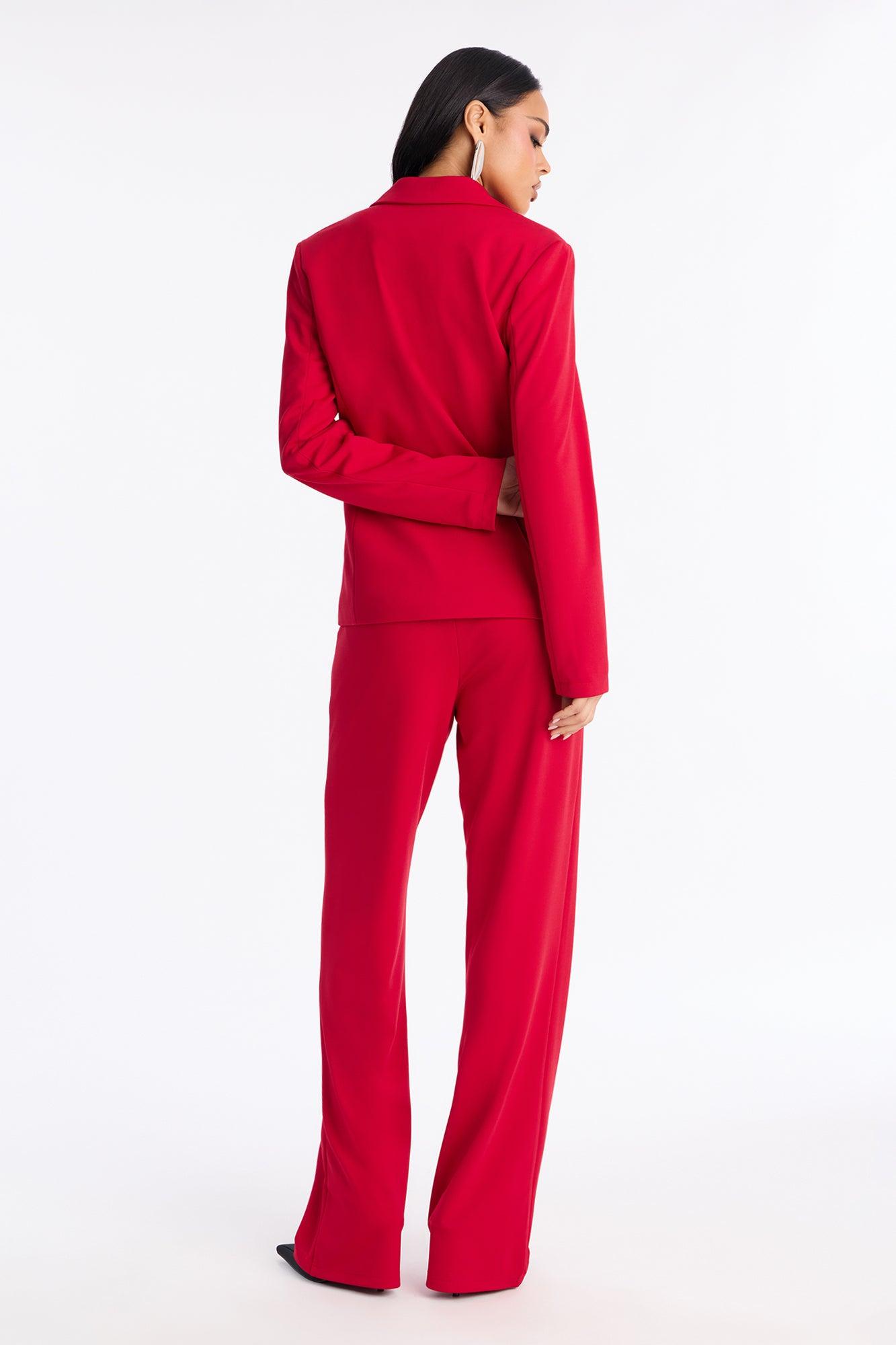 Business Per Usual Blazer Pant Set - Red Female Product Image