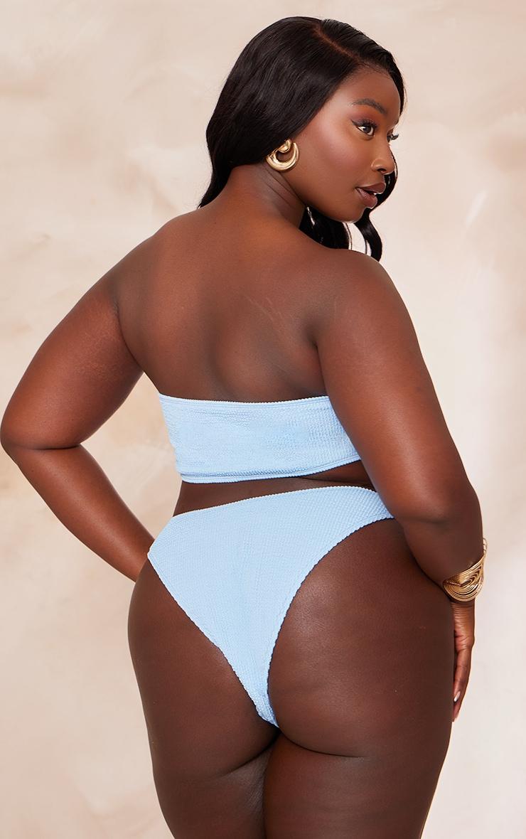 Plus Blue Ribbed Bikini Bottoms Product Image