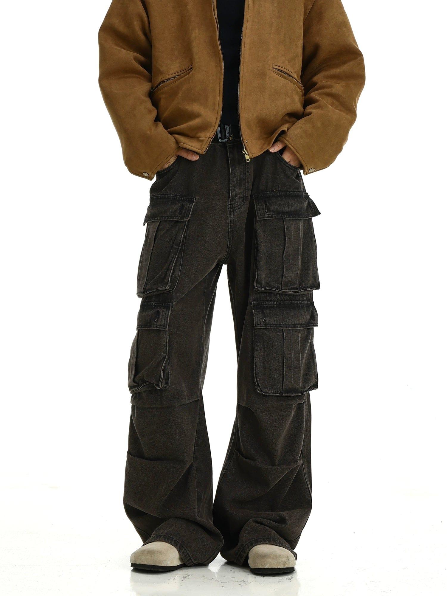 RT No. 11423 WASHED BROWN MULTI POCKET STRAIGHT PANTS Product Image