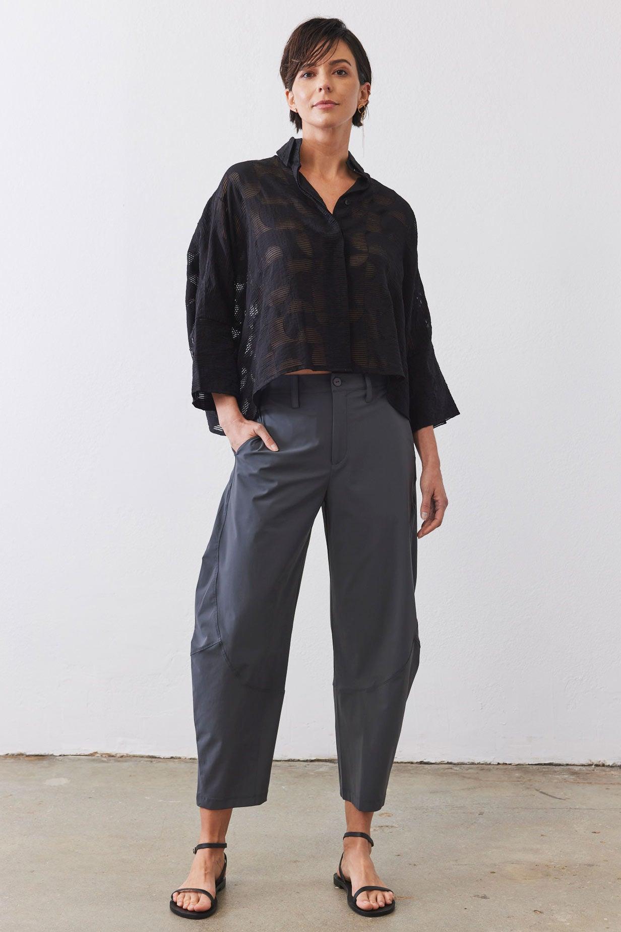 Oversized Geo Sheer Cropped Blouse Product Image