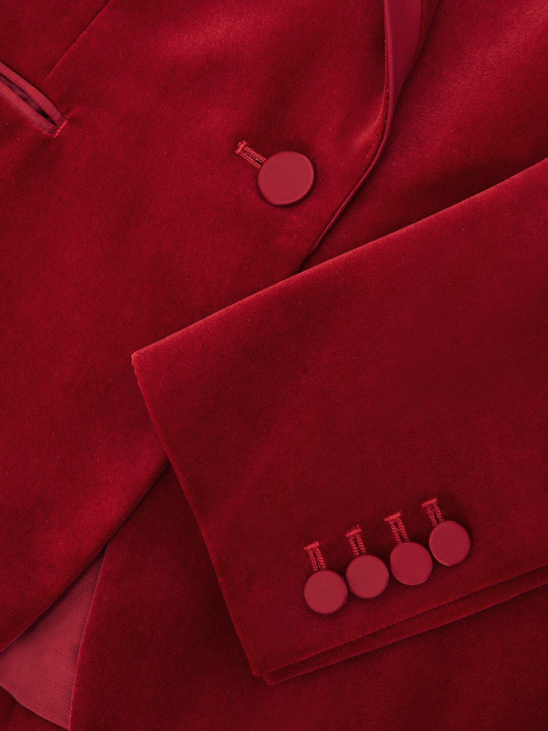 Velvet Single-Breasted Suit Blazer in Red Product Image