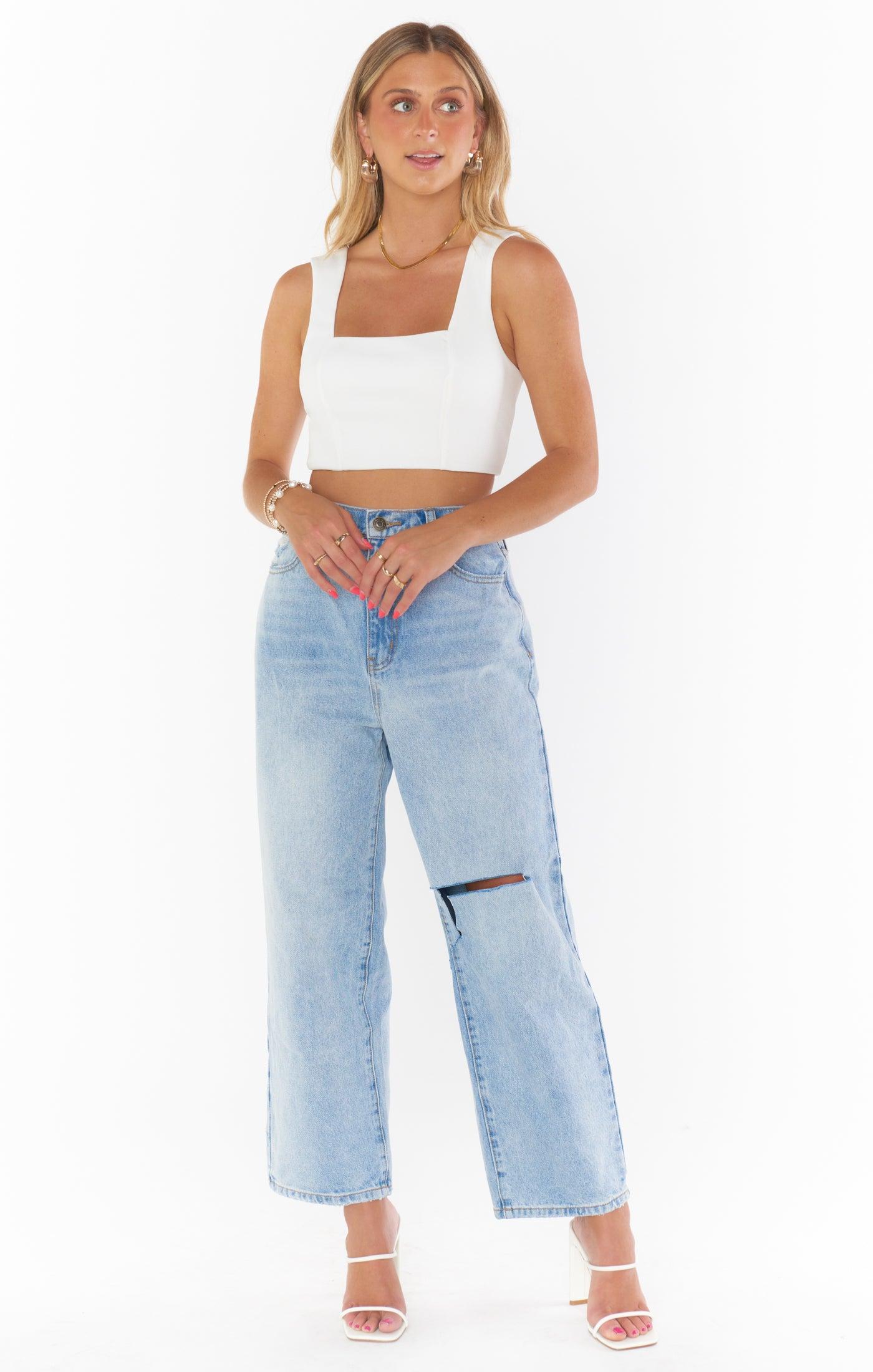Ansley Crop Top ~ White Stretch Product Image