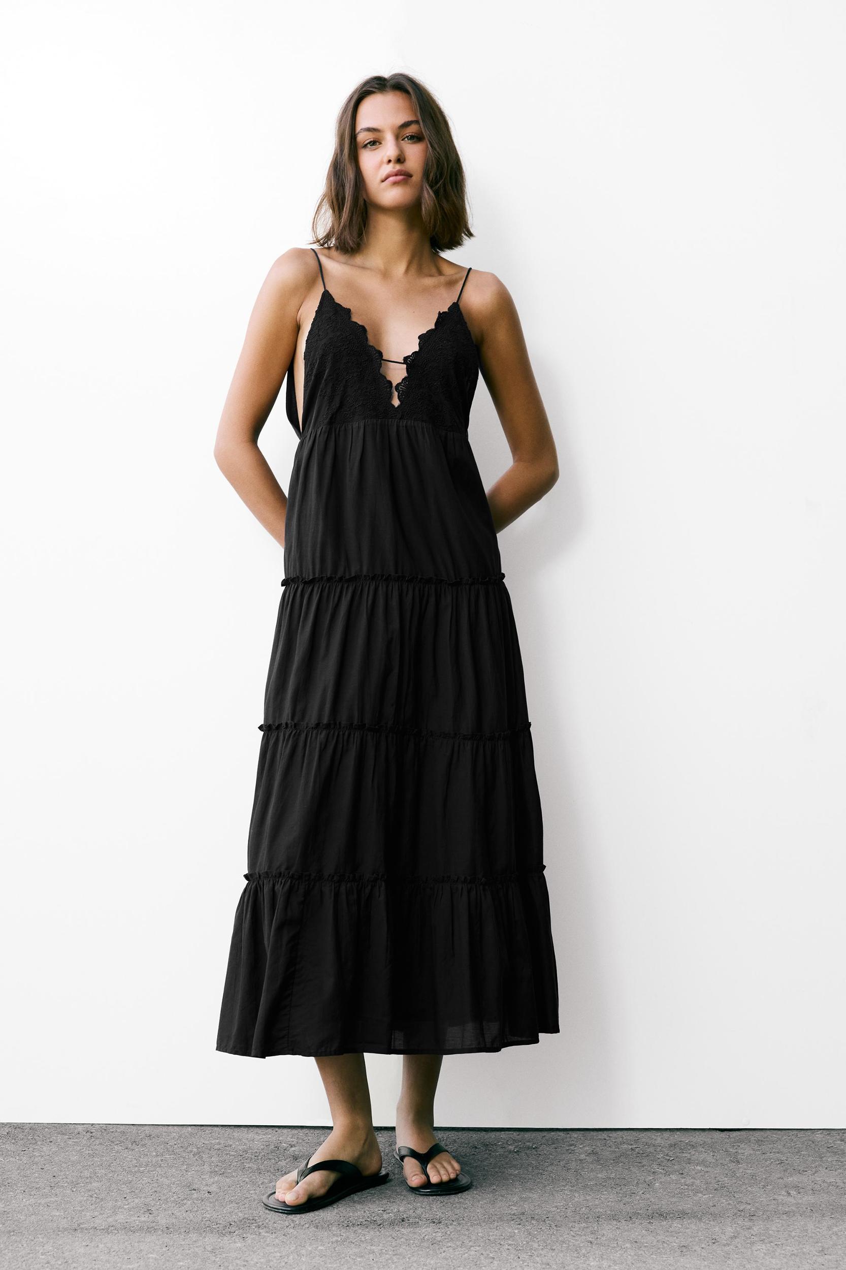 Embroidered strap midi dress Product Image