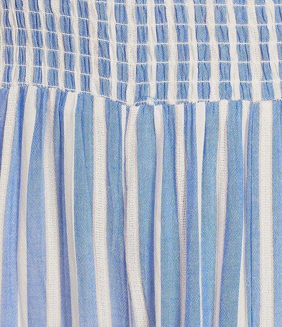 Angie Strapless Smocked Tube Stripe Crochet Trim Jumpsuit Product Image