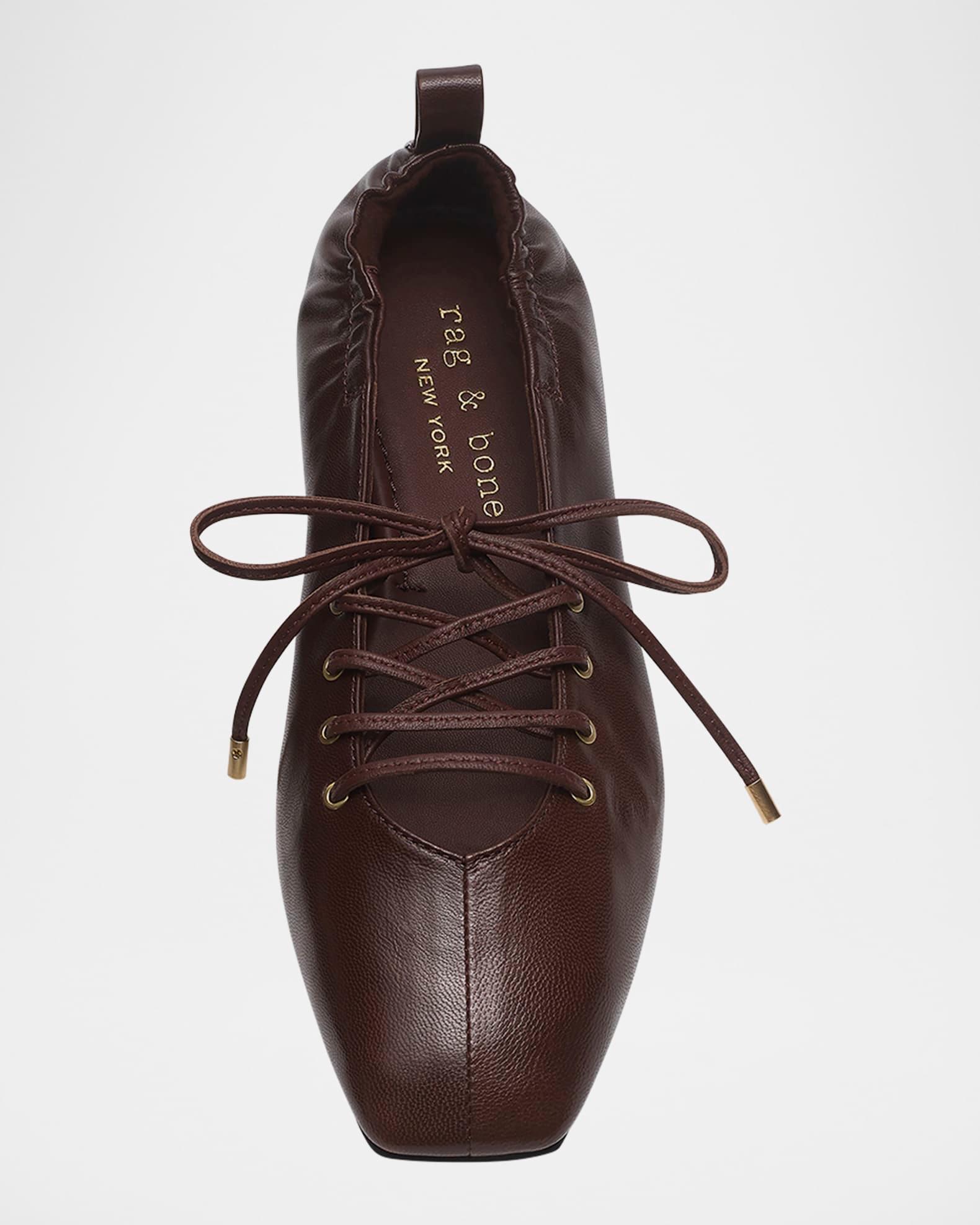 Sophia Lace-Up Leather Ballerina Flats Product Image