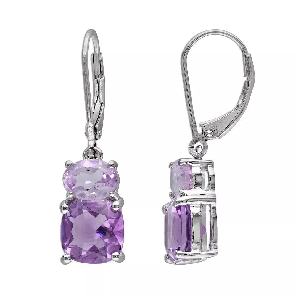 Stella Grace Sterling Silver Amethyst and Rose de France Drop Earrings, Women's, Purple Product Image