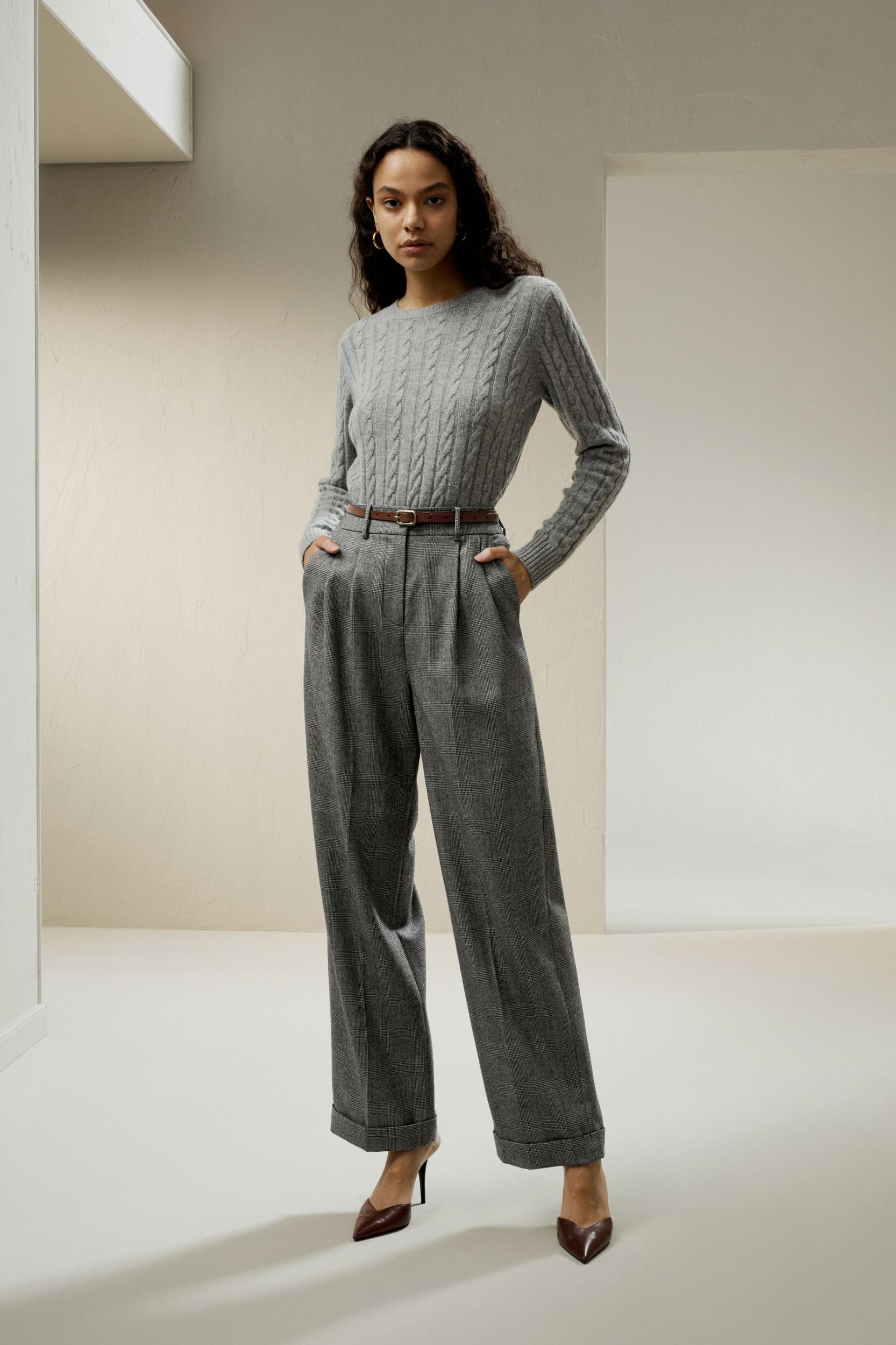 Wide leg wool-flannel suit trousers Product Image