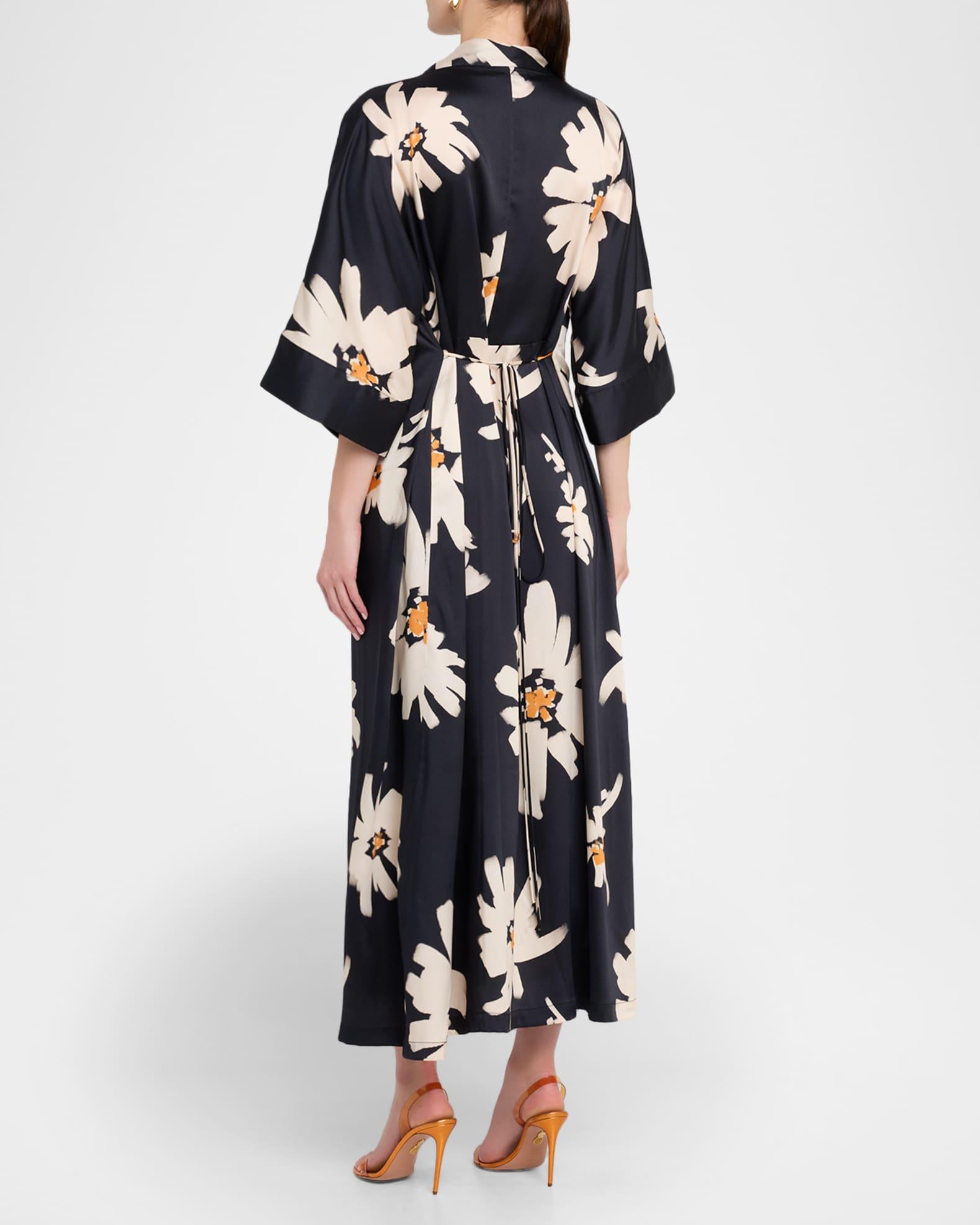 Floral-Print Twill Midi Dress Product Image