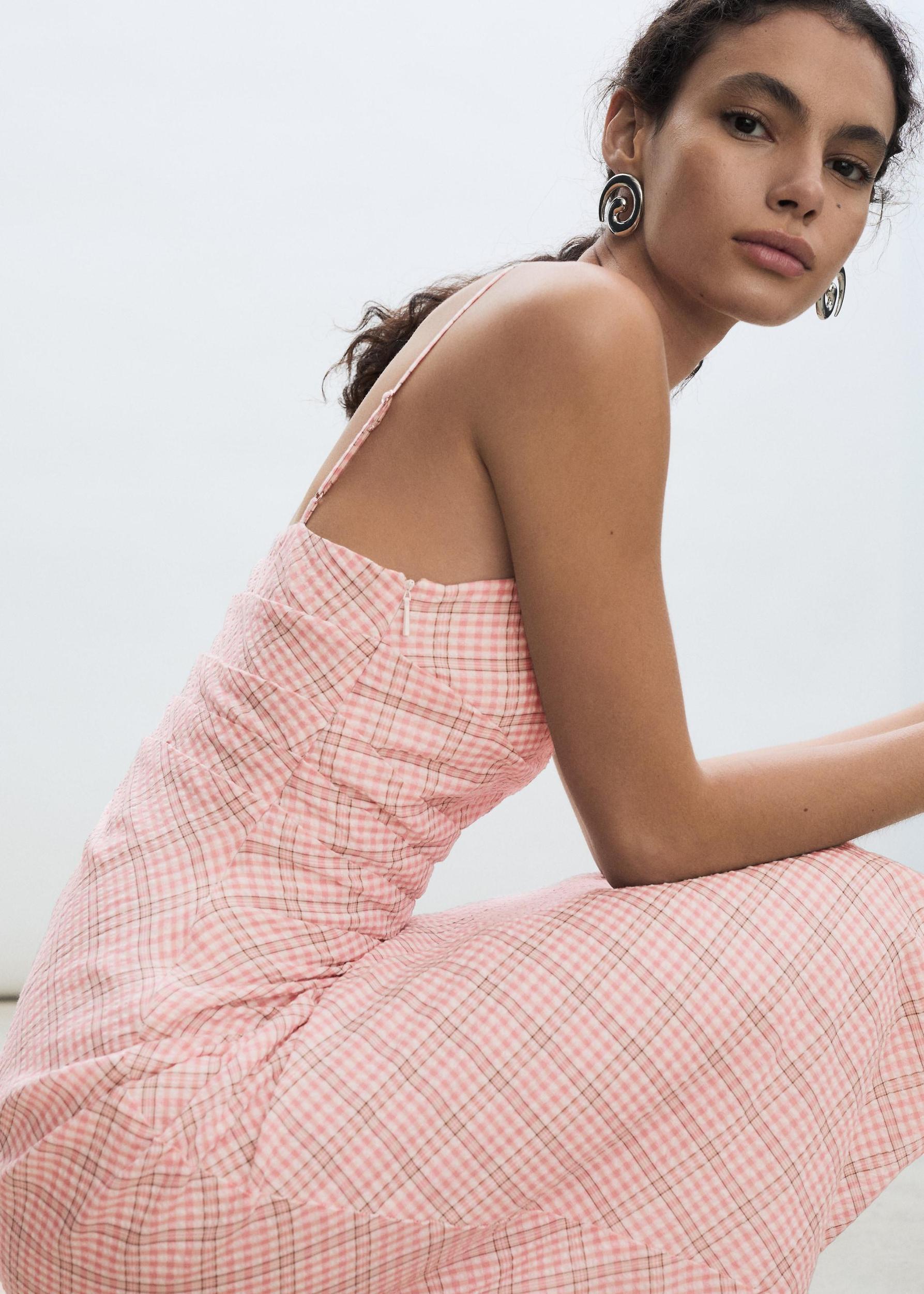 Check-print midi-dress - Women | MANGO USA Product Image