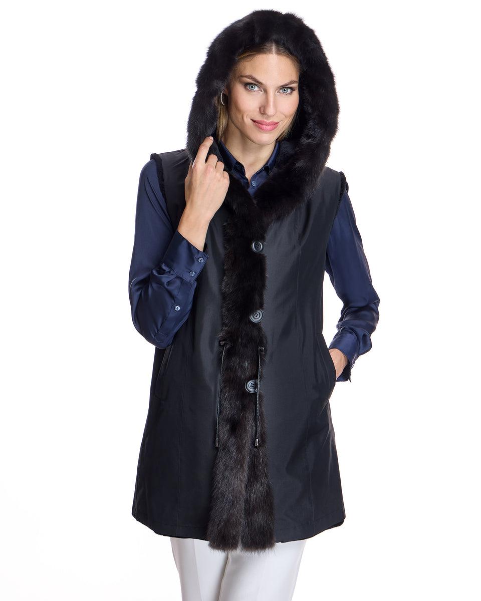 Reversible Sheared Mink & Sable Section Vest Product Image