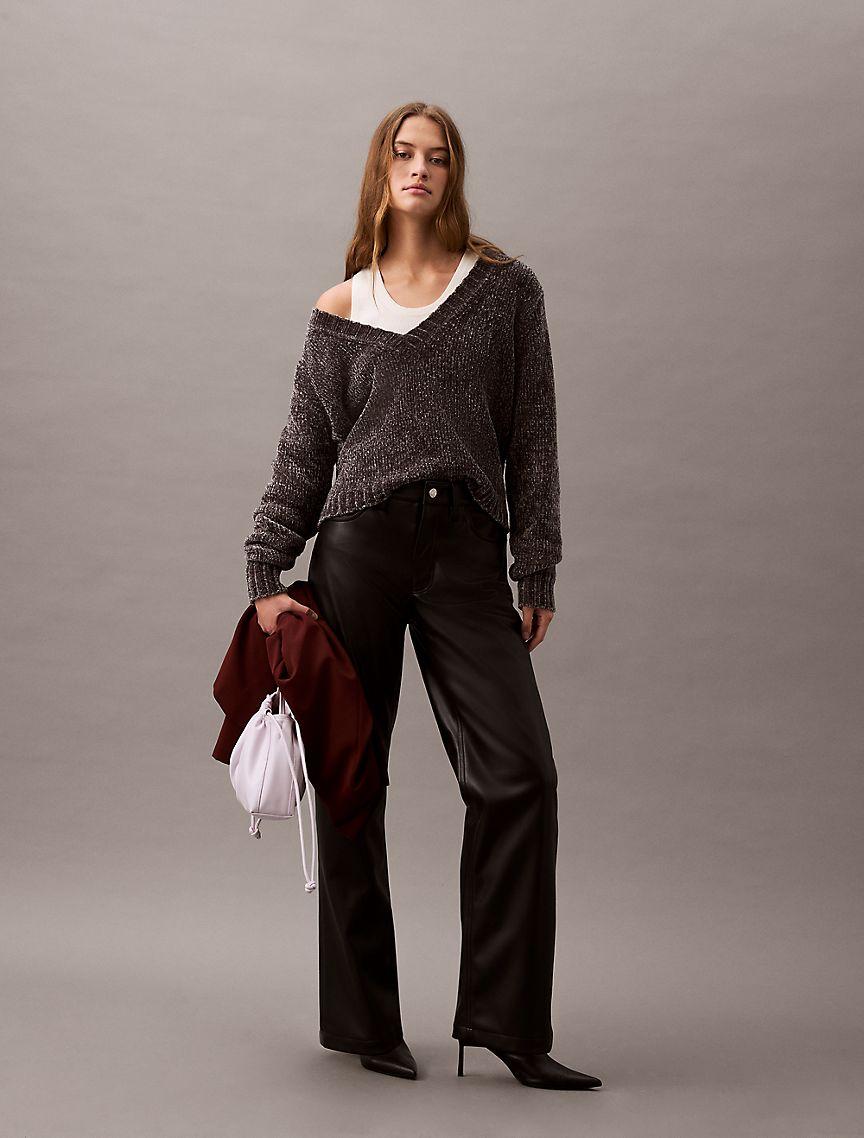 Chenille Relaxed V-Neck Sweater Product Image